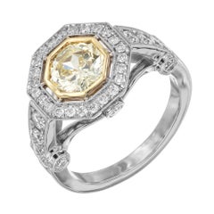 Peter Suchy EGL Anello di fidanzamento in platino con diamante giallo naturale chiaro da 1,12 carati