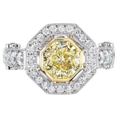 Peter Suchy, bague de fiançailles en platine avec diamant jaune clair naturel de 1,12 carat, certifié EGL