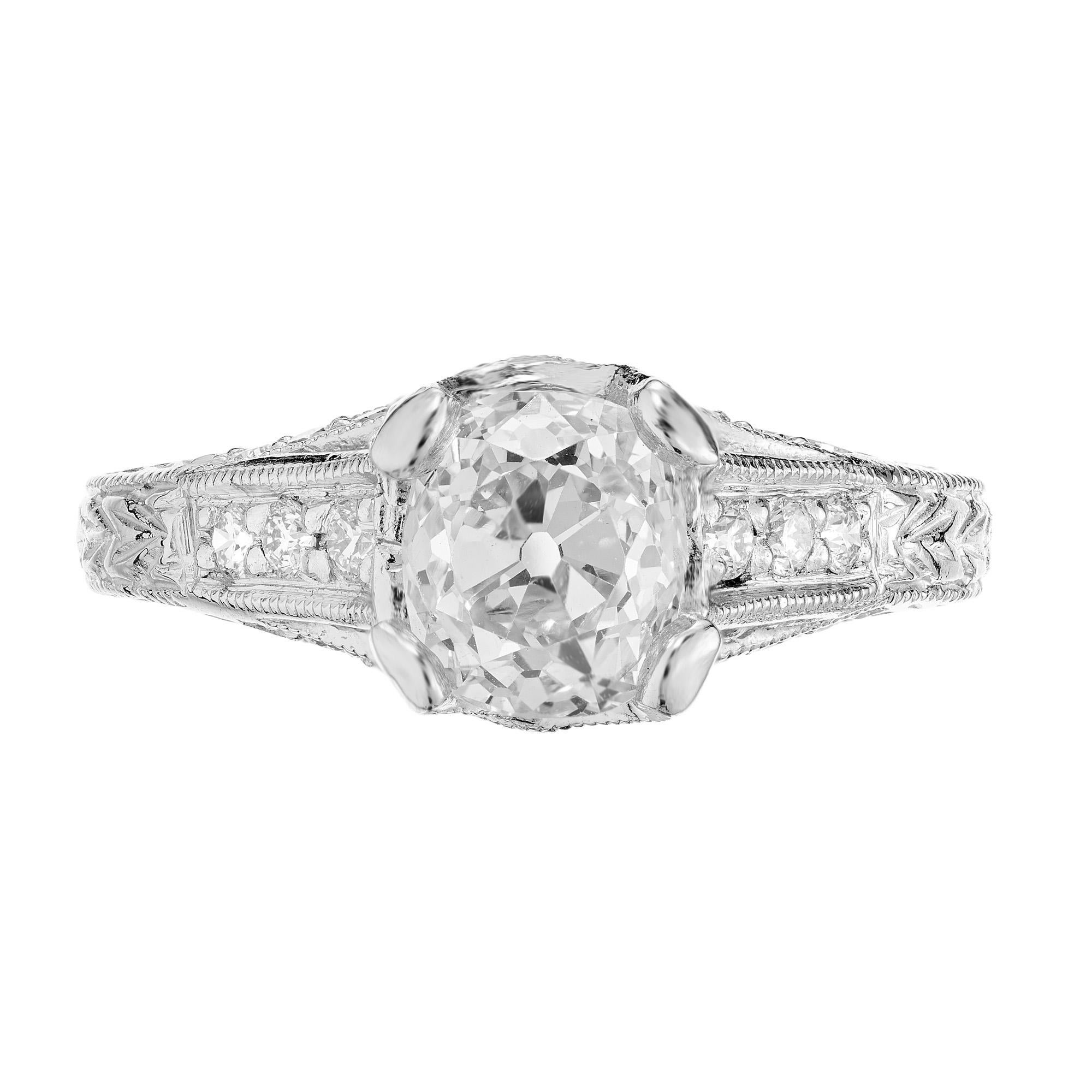 Peter Suchy  1,34 Karat Diamant-Verlobungsring aus Platin mit Kissenschliff im Zustand „Hervorragend“ im Angebot in Stamford, CT