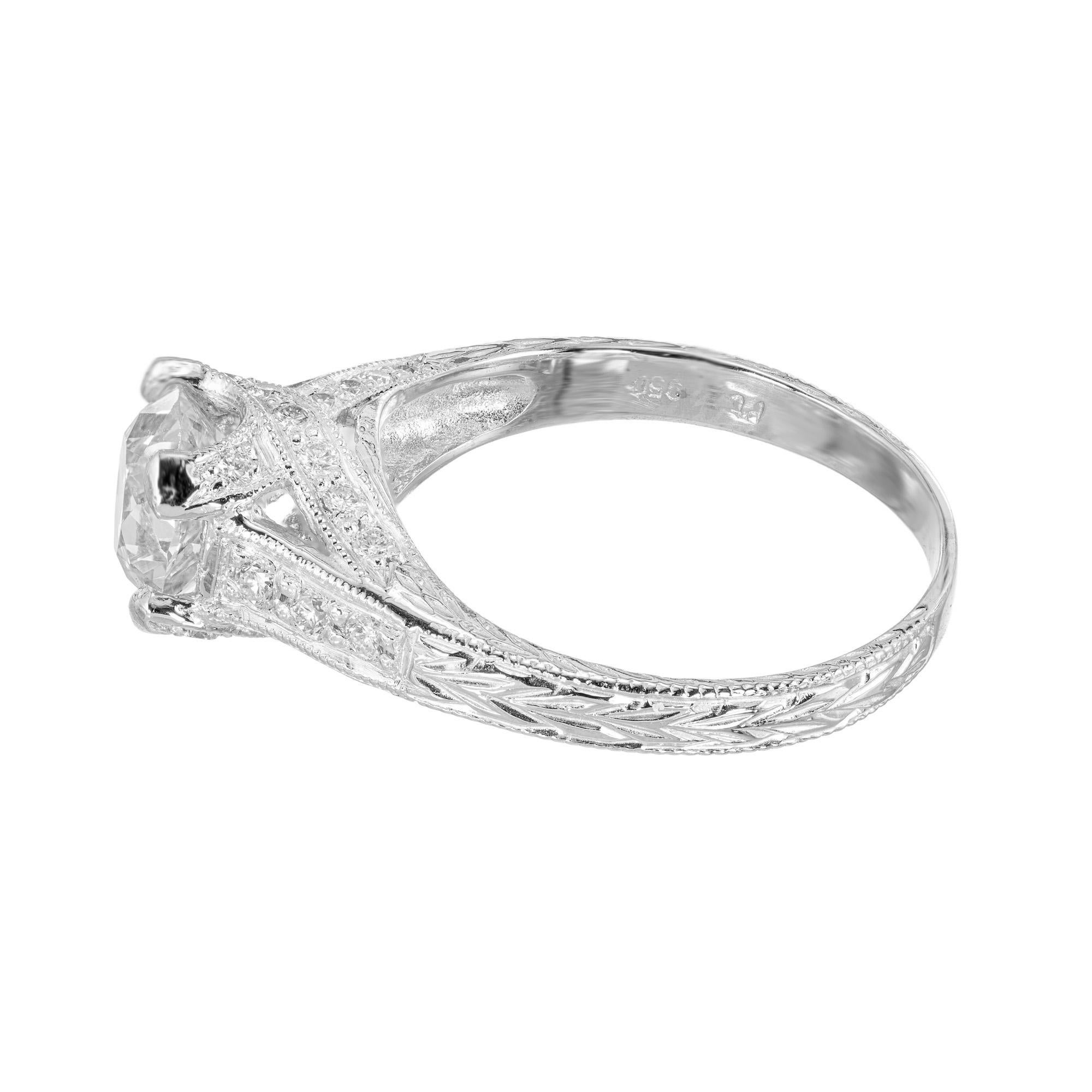 Peter Suchy  1,34 Karat Diamant-Verlobungsring aus Platin mit Kissenschliff im Angebot 1