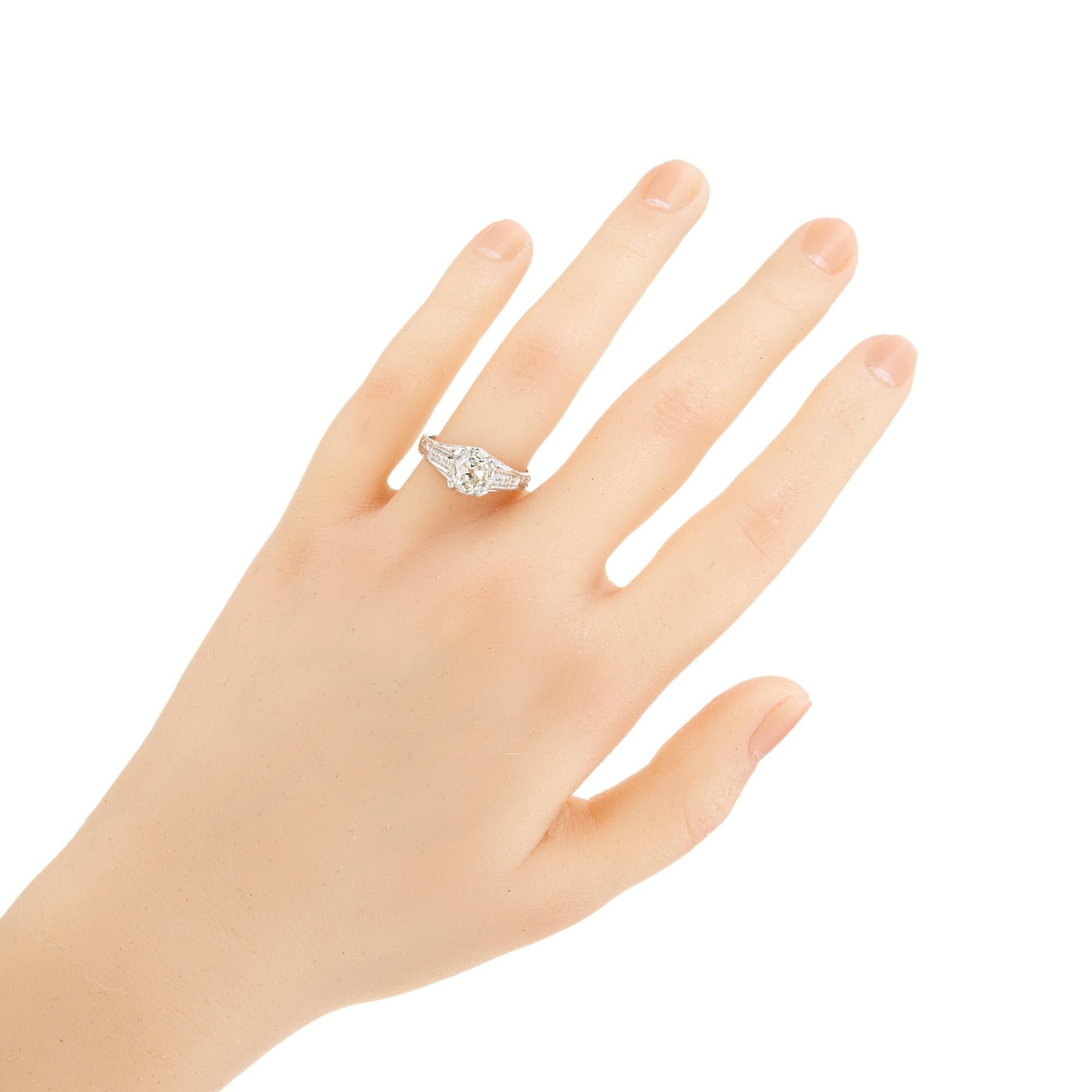 Peter Suchy  1,34 Karat Diamant-Verlobungsring aus Platin mit Kissenschliff im Angebot 4