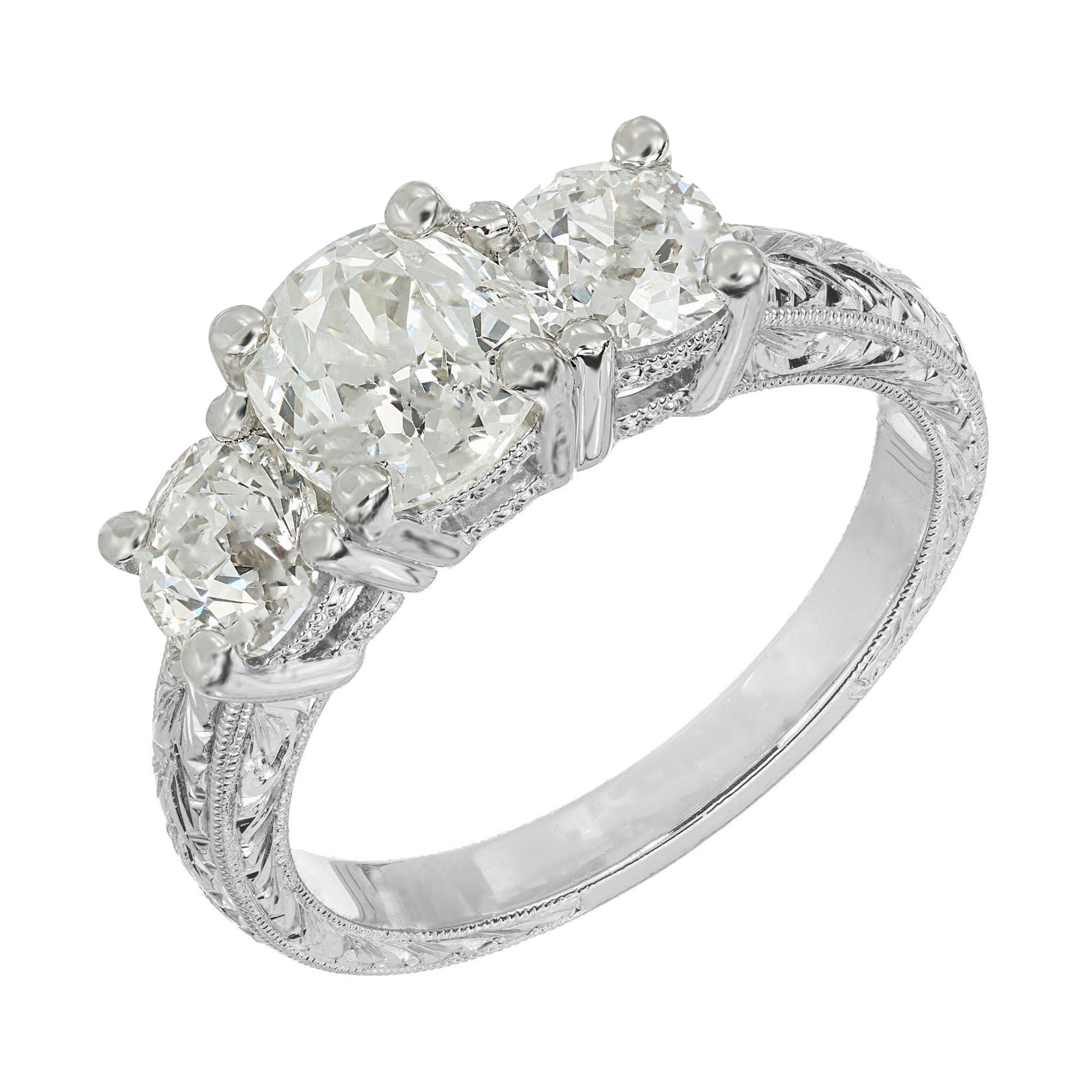Peter Suchy EGL 1.35 Carat Old Mine Round Diamond Platinum Engagement Ring For Sale