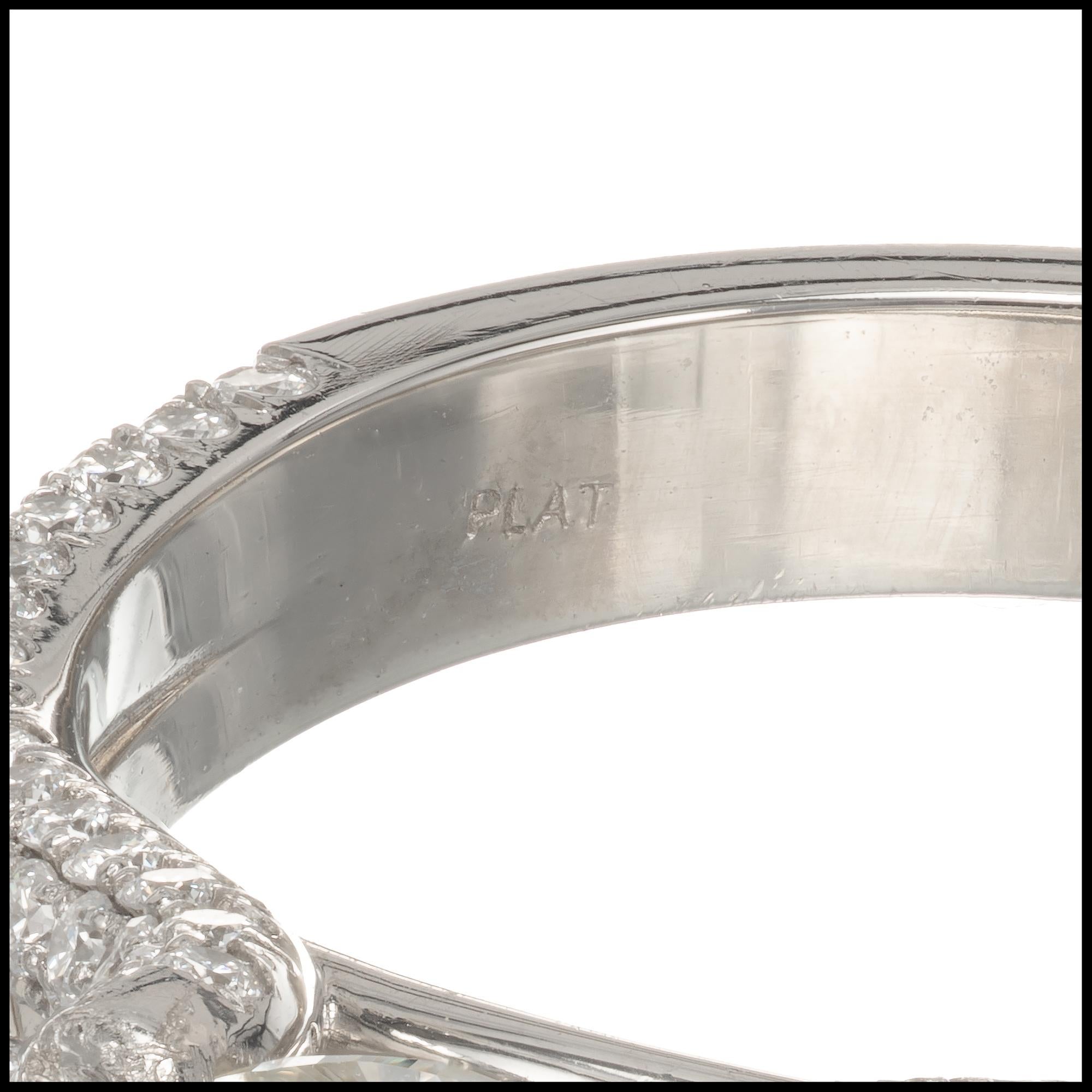 Women's Peter Suchy EGL 2.28 Carat Diamond Split Shank Platinum Engagement Ring For Sale