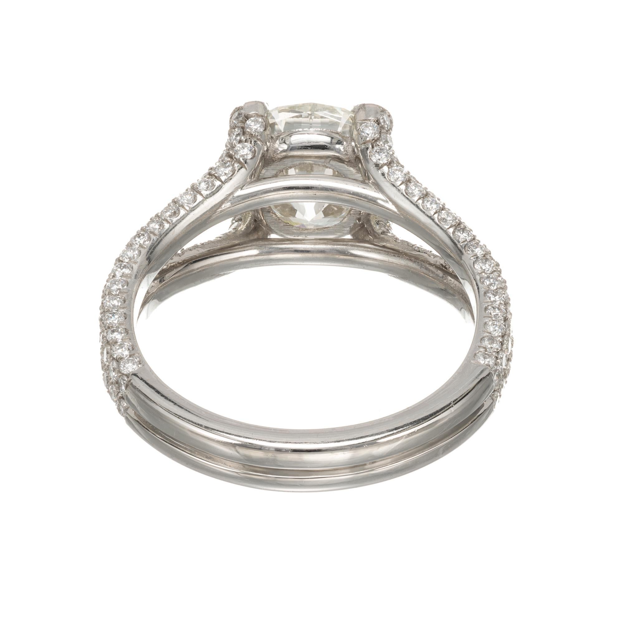 Peter Suchy EGL 2.28 Carat Diamond Split Shank Platinum Engagement Ring For Sale 2