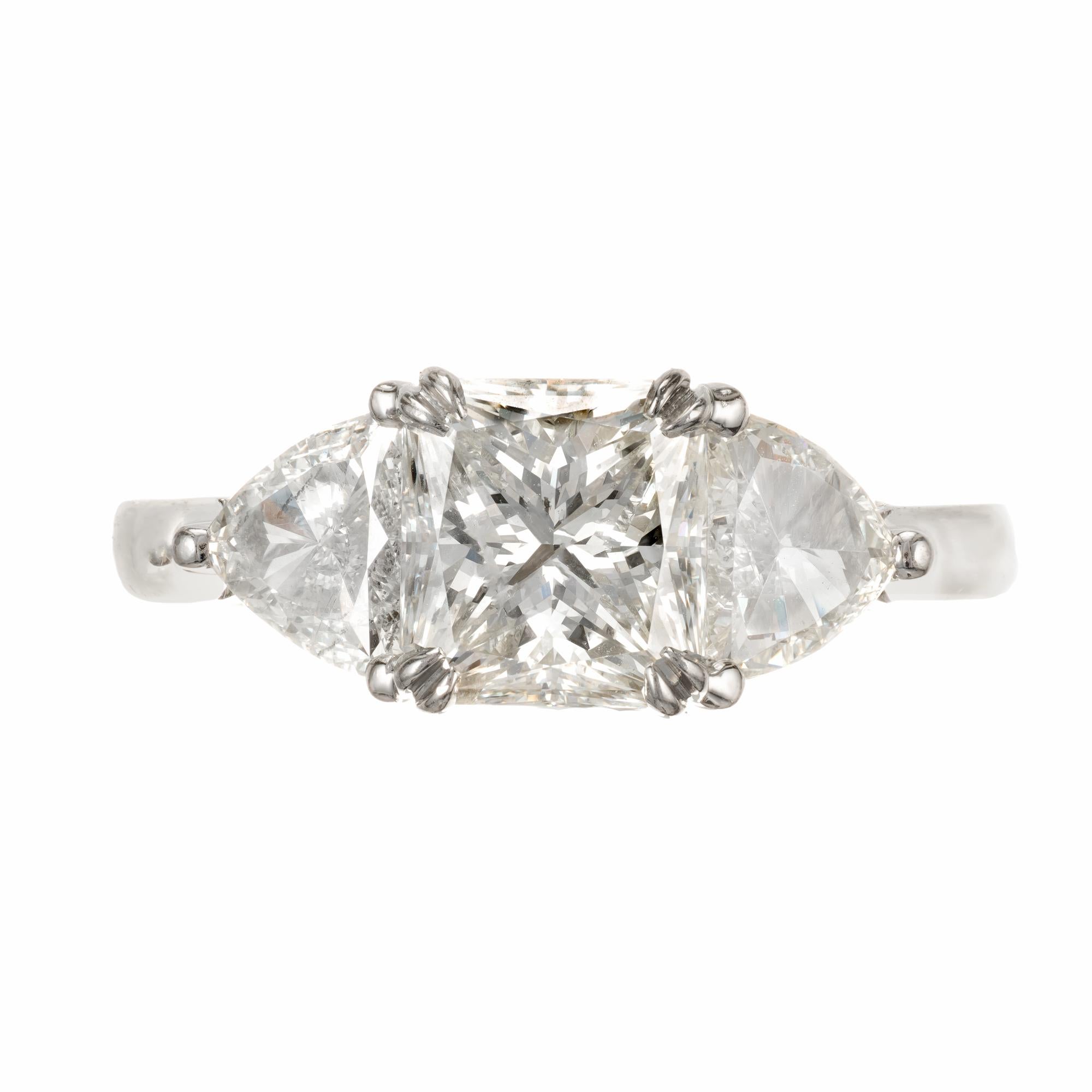 Women's Peter Suchy EGL 3.19 Carat Three-Stone Diamond Platinum Engagement Ring
