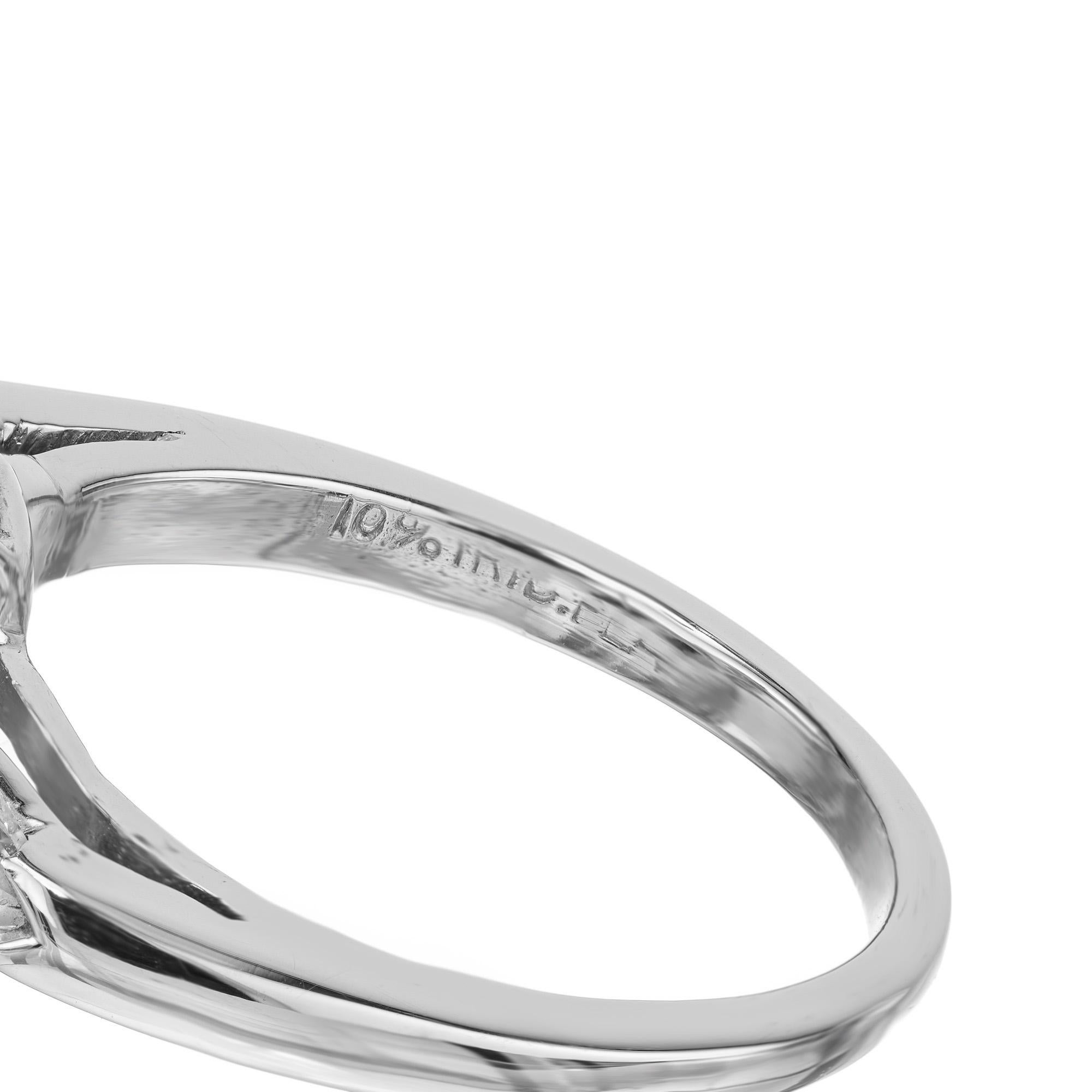 Peter Suchy EGL 4.02 Carat Pear Diamond Platinum Three Stone Engagement Ring For Sale 2