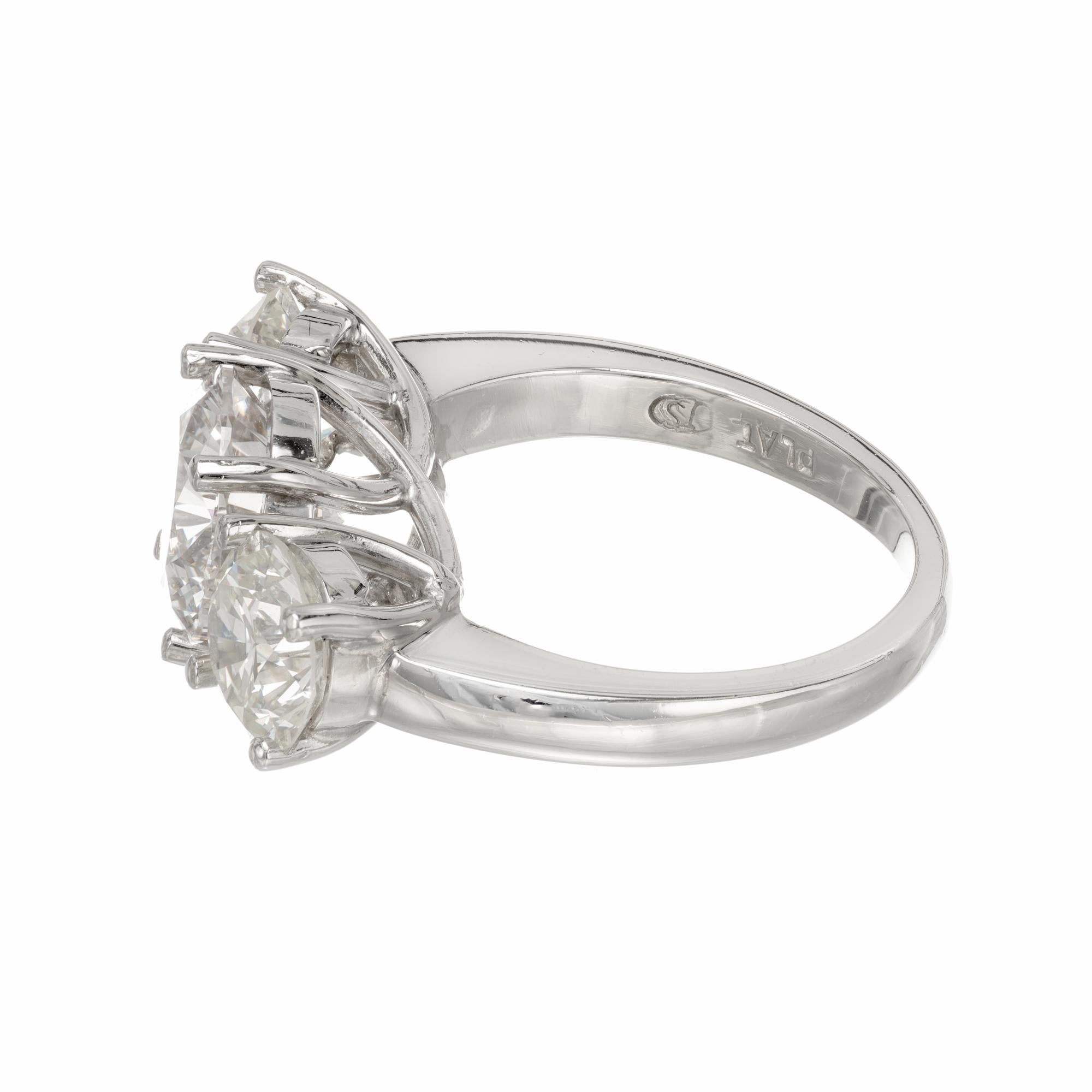 Peter Suchy EGL 5.84 Carat Three-Stone Diamond Platinum Engagement Ring In Excellent Condition In Stamford, CT