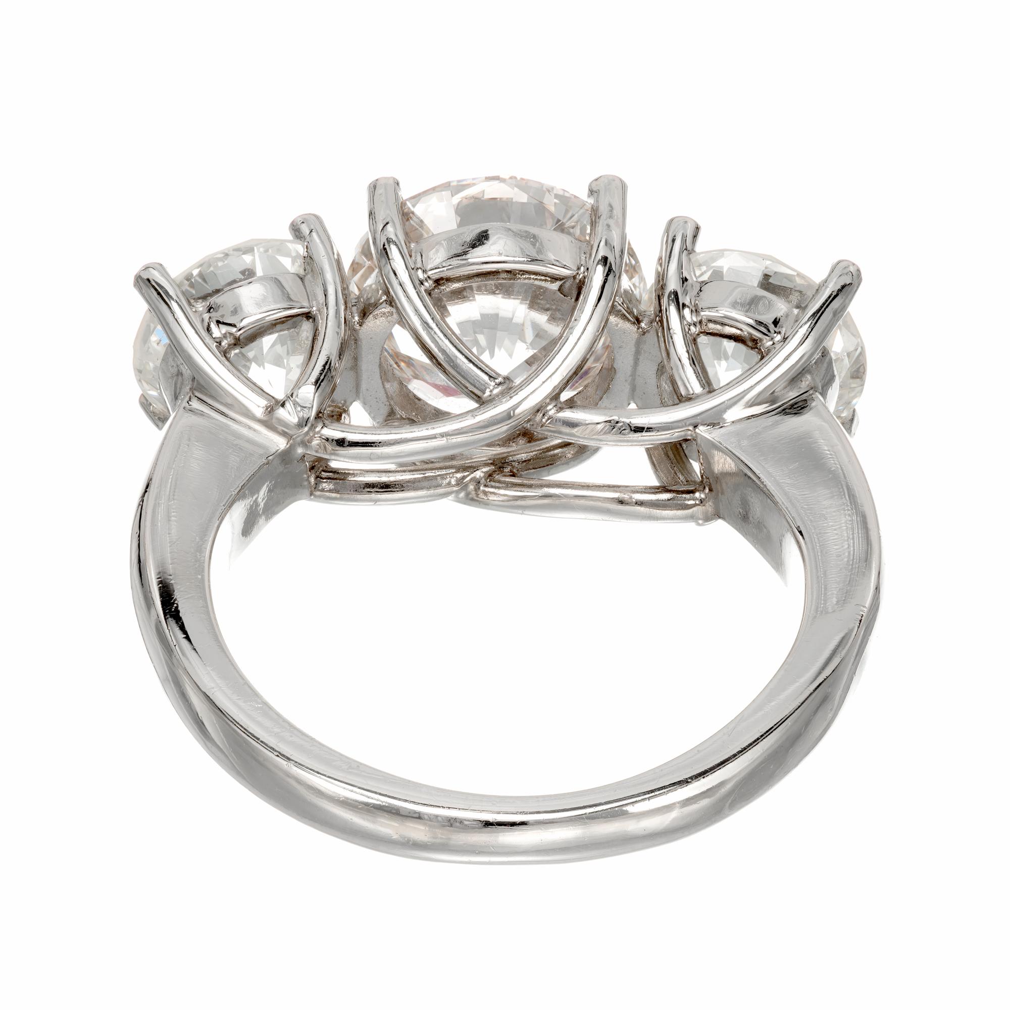 Women's Peter Suchy EGL 5.84 Carat Three-Stone Diamond Platinum Engagement Ring