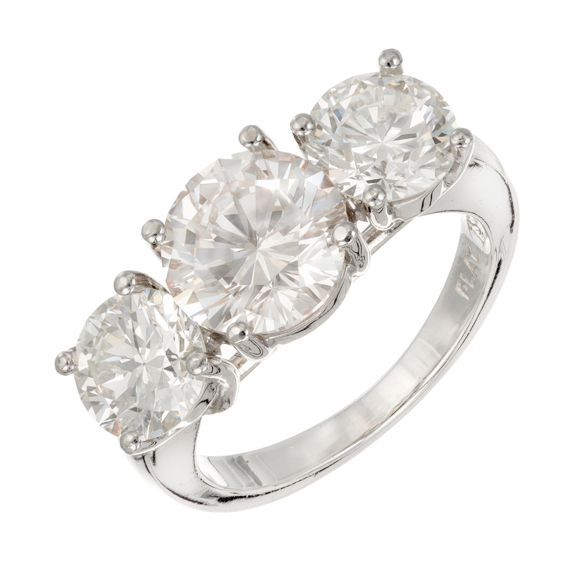 Peter Suchy EGL 5.84 Carat Three-Stone Diamond Platinum Engagement Ring
