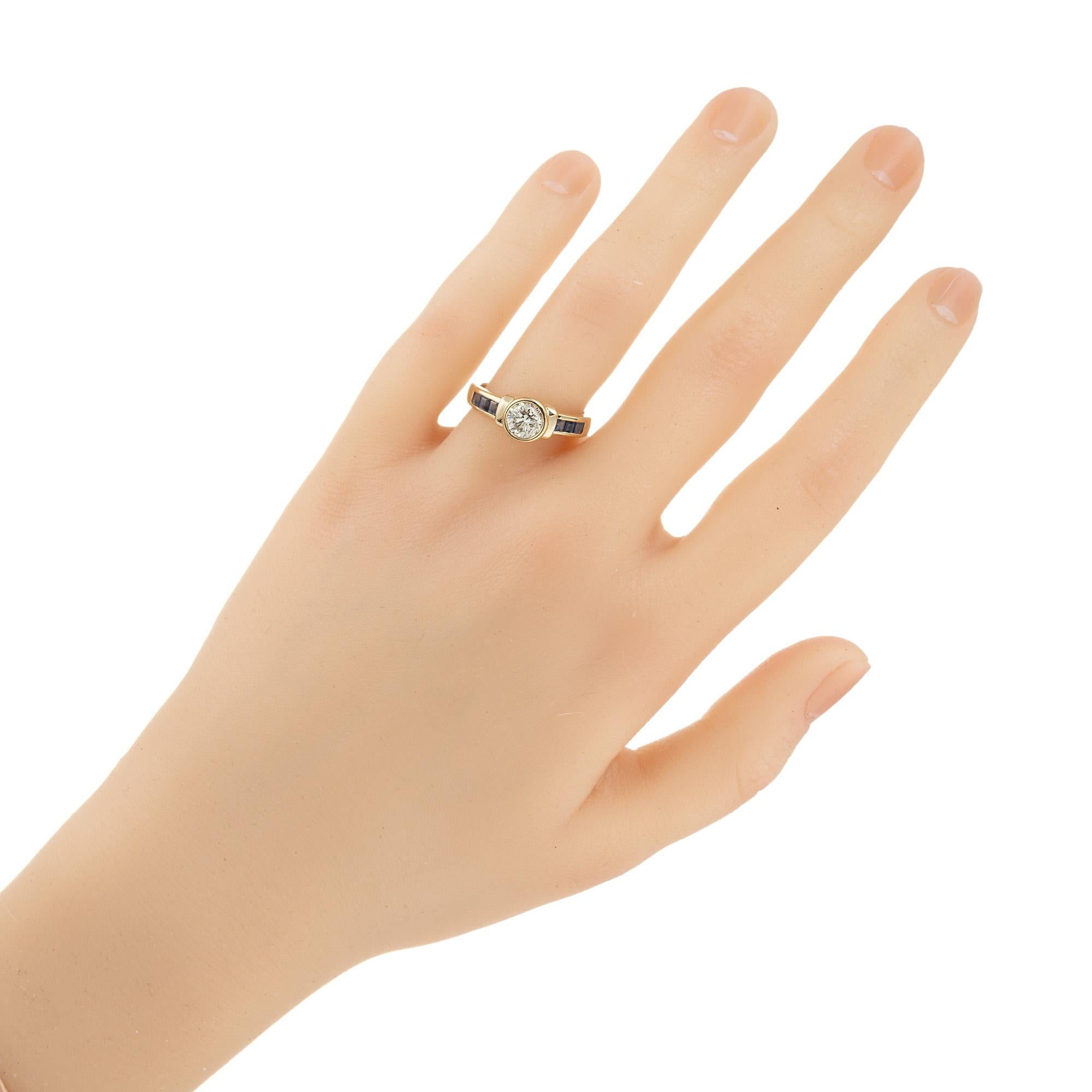 Peter Suchy EGL .71 Carat Transitional Diamond Sapphire Gold Engagement Ring For Sale 2