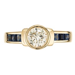 Peter Suchy EGL .71 Carat Transitional Diamond Sapphire Gold Engagement Ring