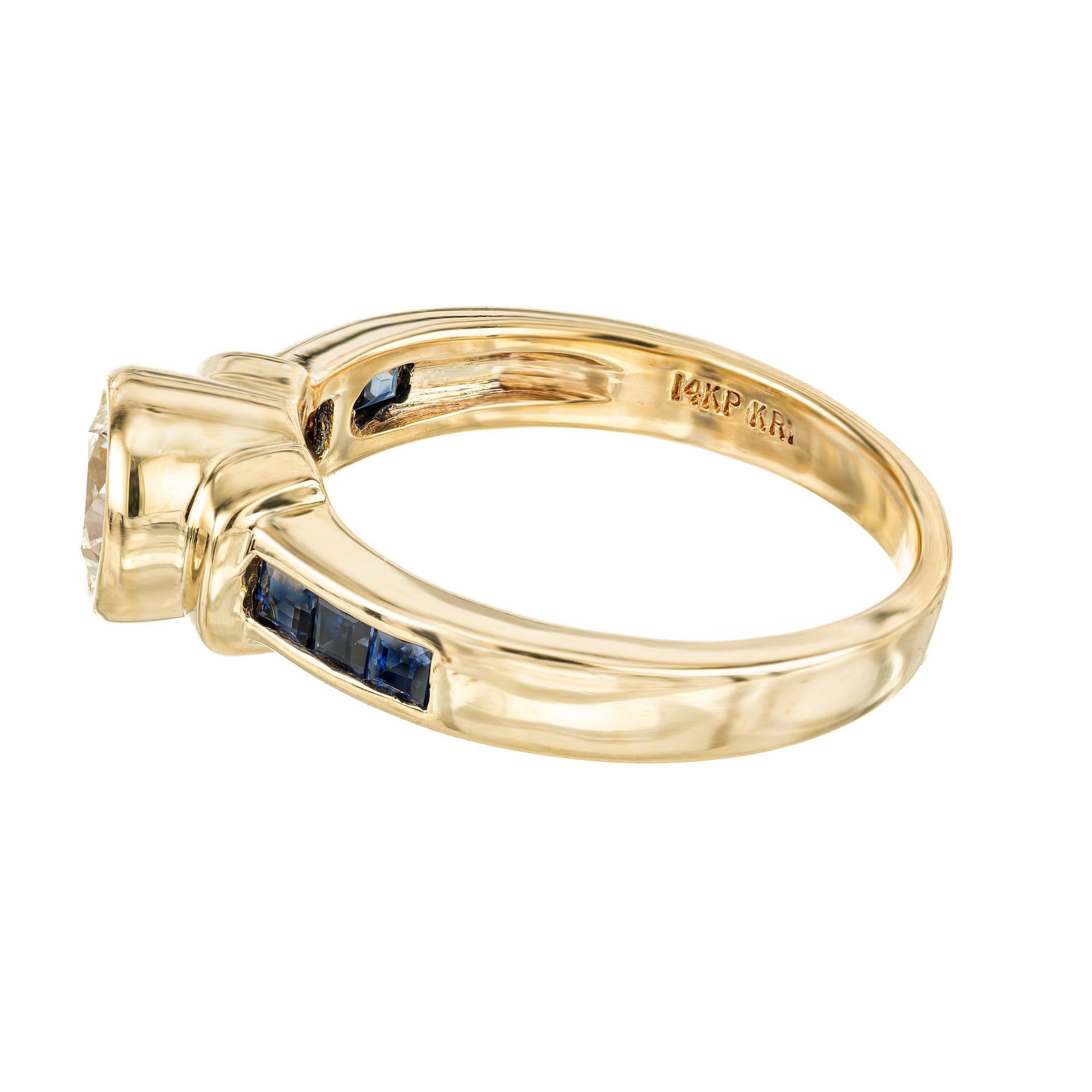 Peter Suchy EGL .71 Carat Transitional Diamond Sapphire Gold Engagement Ring In New Condition For Sale In Stamford, CT