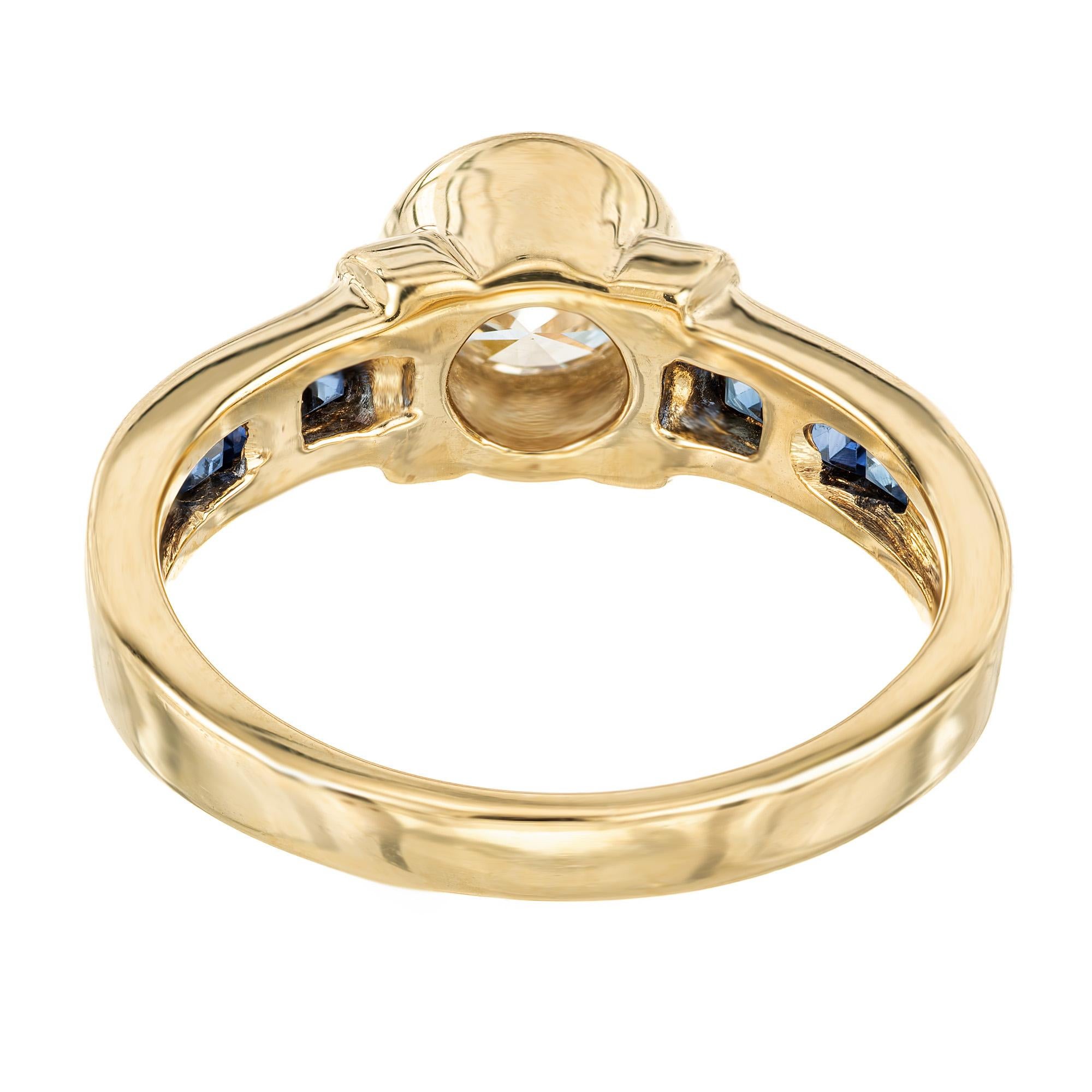 Women's Peter Suchy EGL .71 Carat Transitional Diamond Sapphire Gold Engagement Ring For Sale