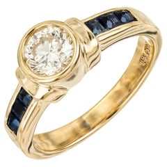 Peter Suchy EGL Anello di fidanzamento in oro con zaffiro e diamante di transizione da 0,71 carati