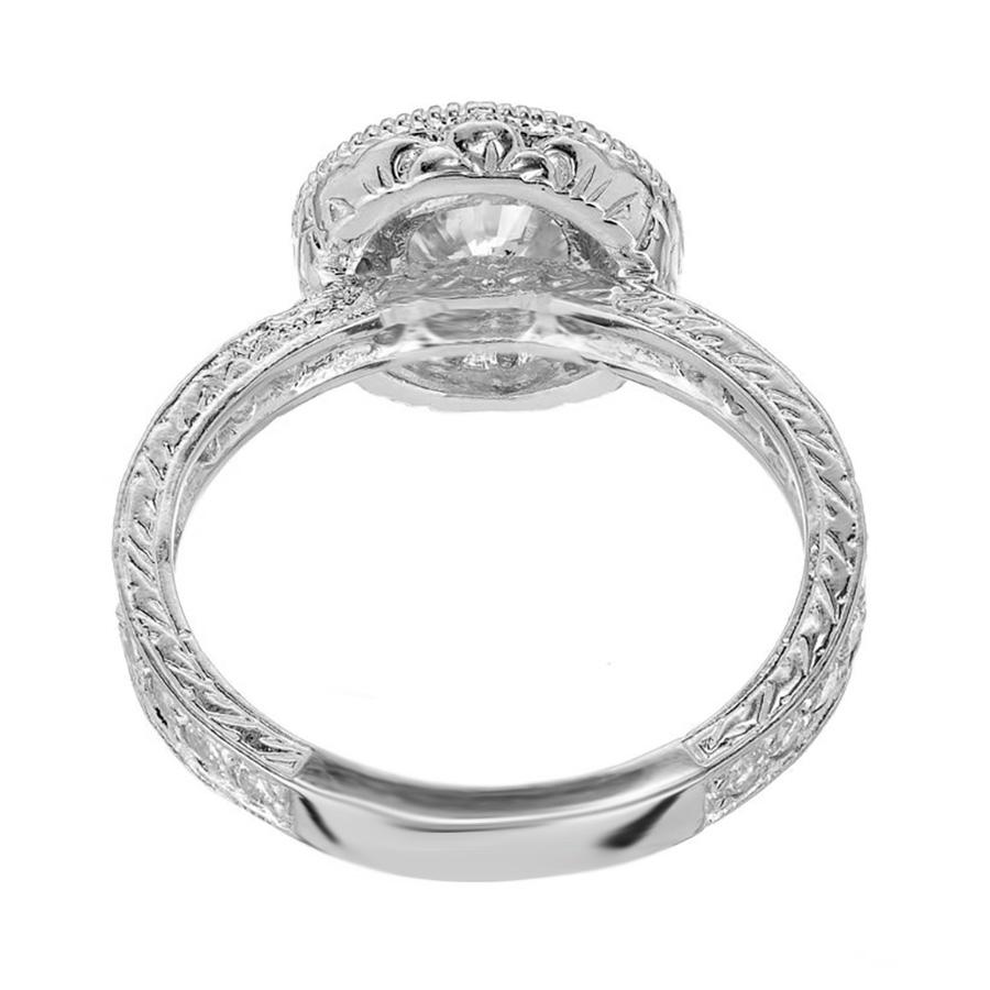 Peter Suchy EGL Certified 1.01 Carat Diamond Engraved Platinum Engagement Ring In New Condition For Sale In Stamford, CT