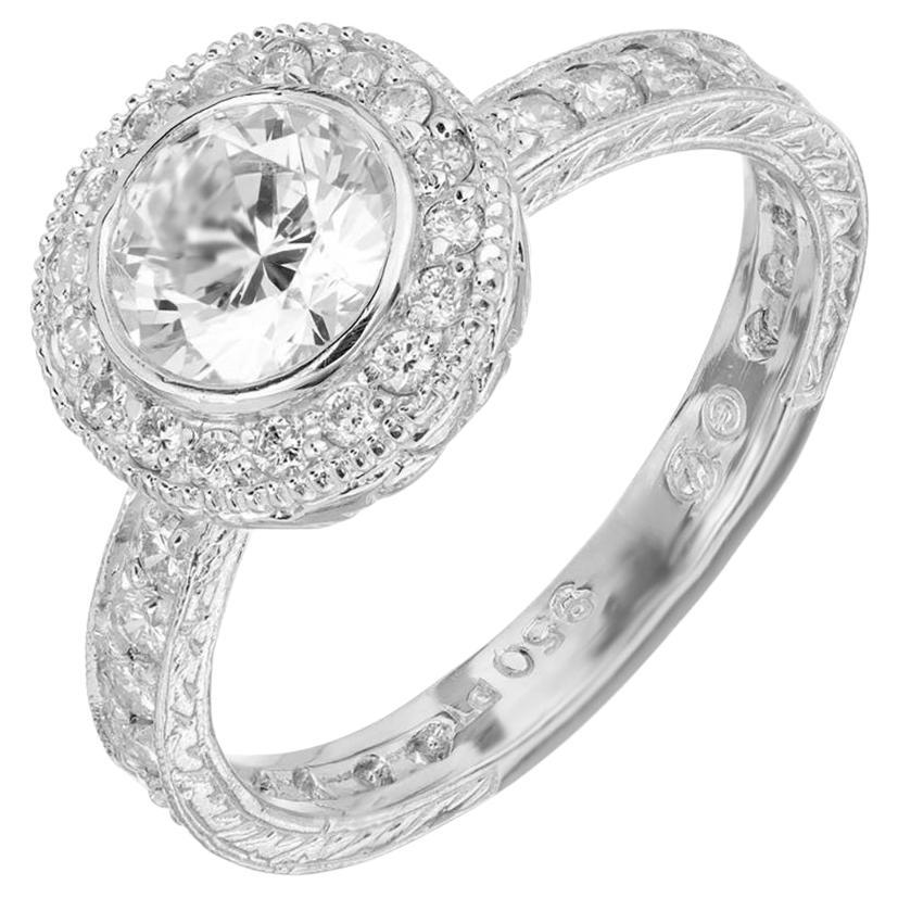 Peter Suchy EGL Certified 1.01 Carat Diamond Engraved Platinum Engagement Ring For Sale