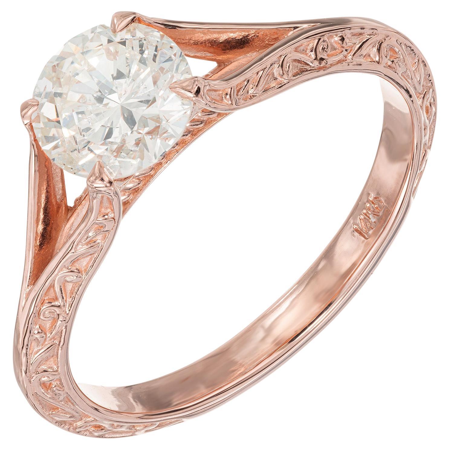 Peter Suchy EGL Certified 1.05 Carat Diamond Rose Gold Engagement Ring For Sale
