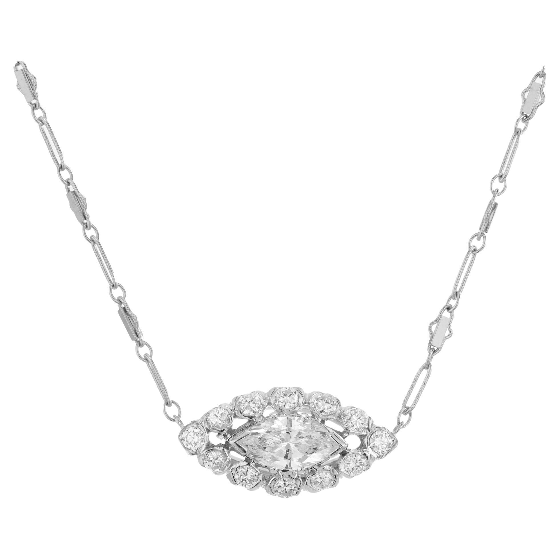 Peter Suchy - Collier en or blanc avec pendentif en diamant certifié EGL de 1,12 carat en vente
