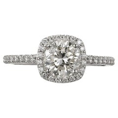 Peter Suchy EGL Certified 1.18 Carat Diamond Halo Gold Engagement Ring