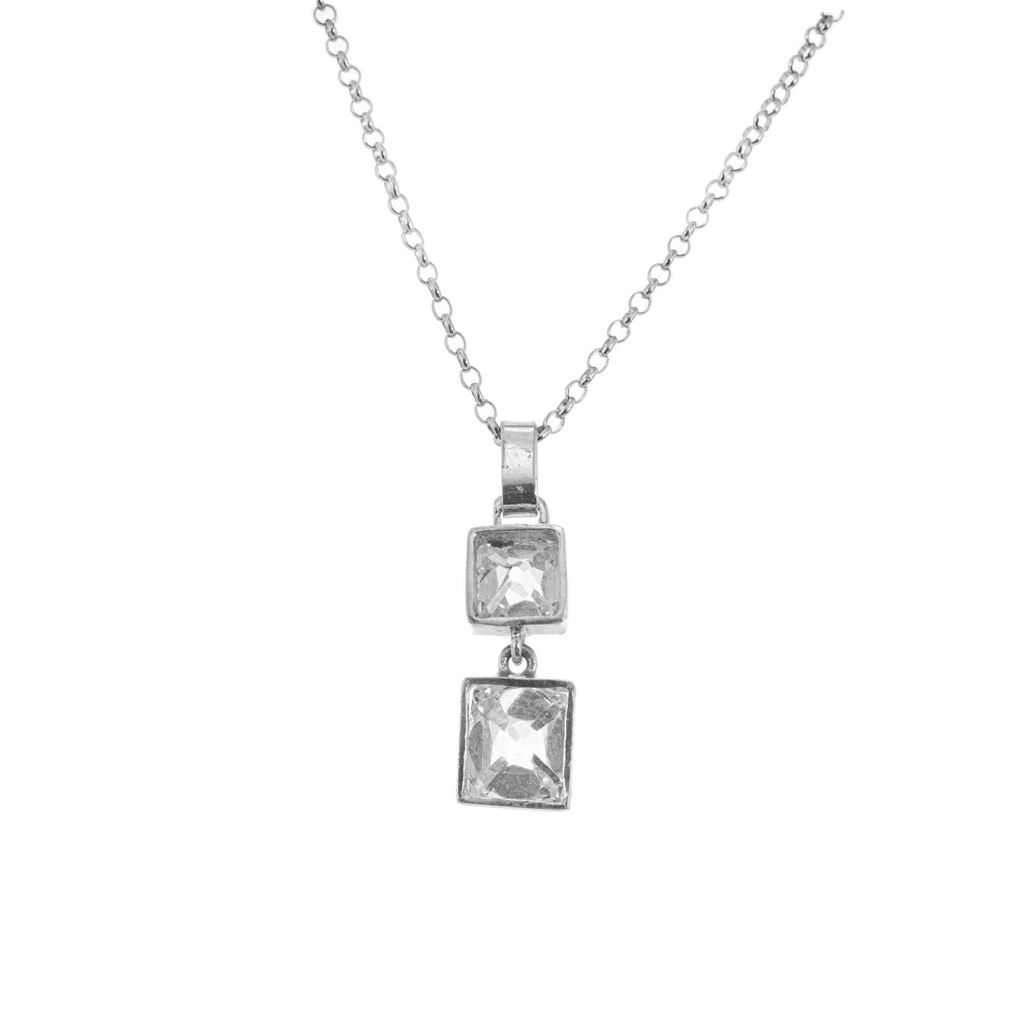 Old Mine Cut Peter Suchy EGL Certified 1.36 Carat Diamond Platinum Dangle Pendant Necklace For Sale