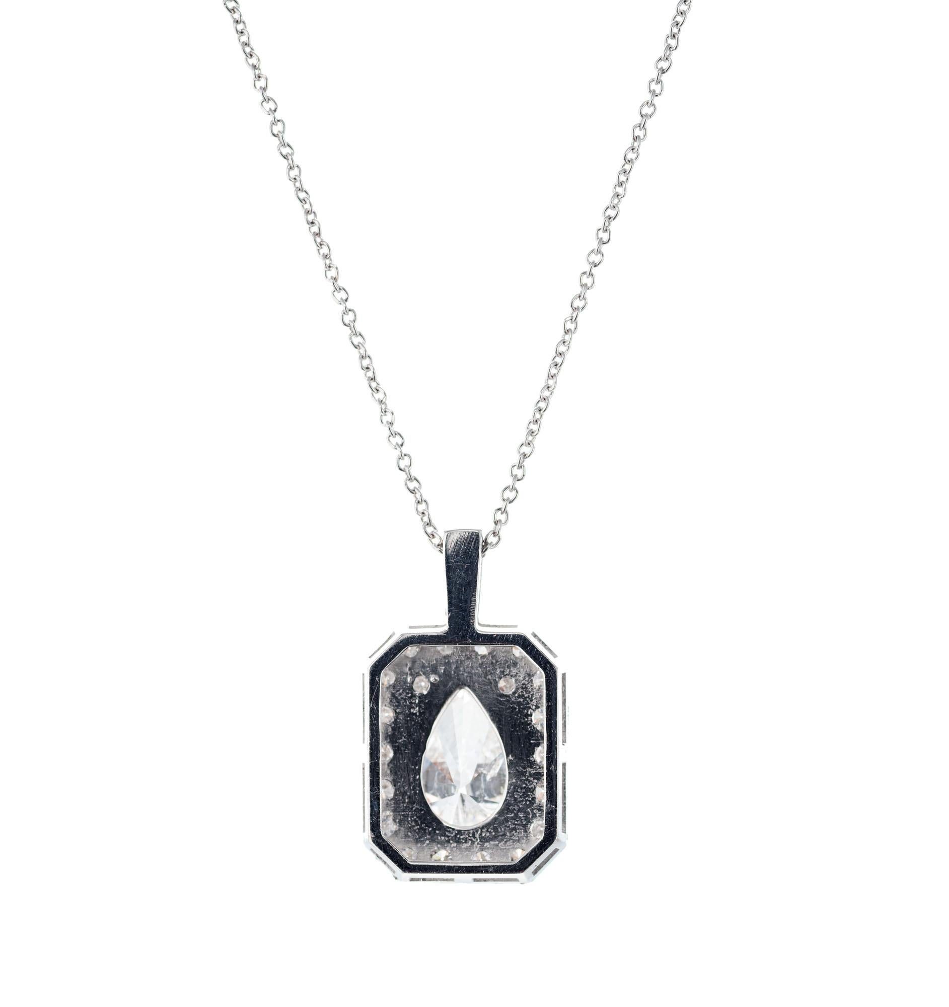 Pear Cut Peter Suchy EGL Certified 1.43 Carat Diamond Platinum Pendant Necklace For Sale