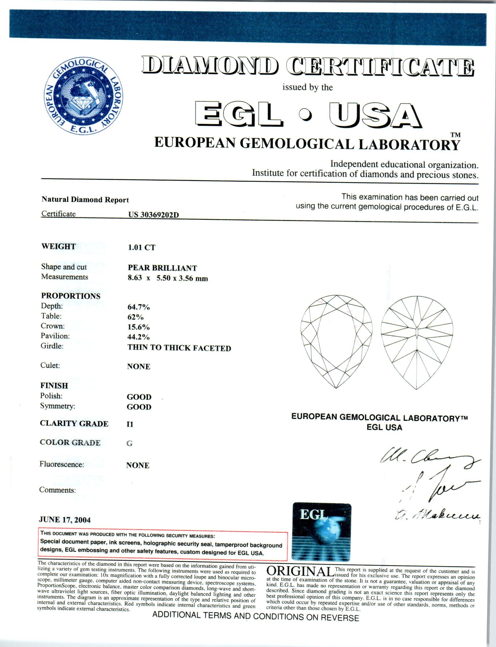 Peter Suchy EGL Certified 1.43 Carat Diamond Platinum Pendant Necklace For Sale 1