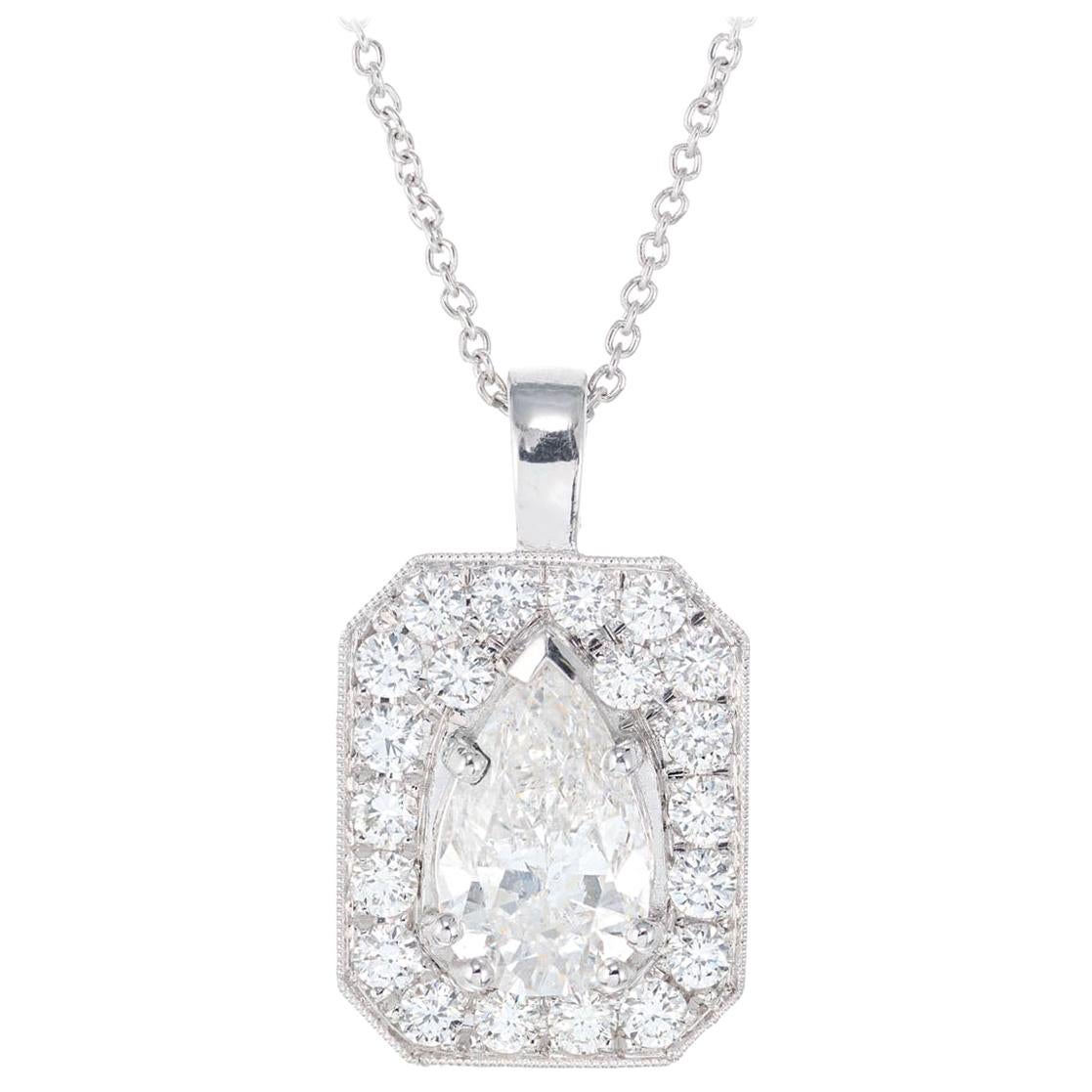 Peter Suchy EGL Certified 1.43 Carat Diamond Platinum Pendant Necklace