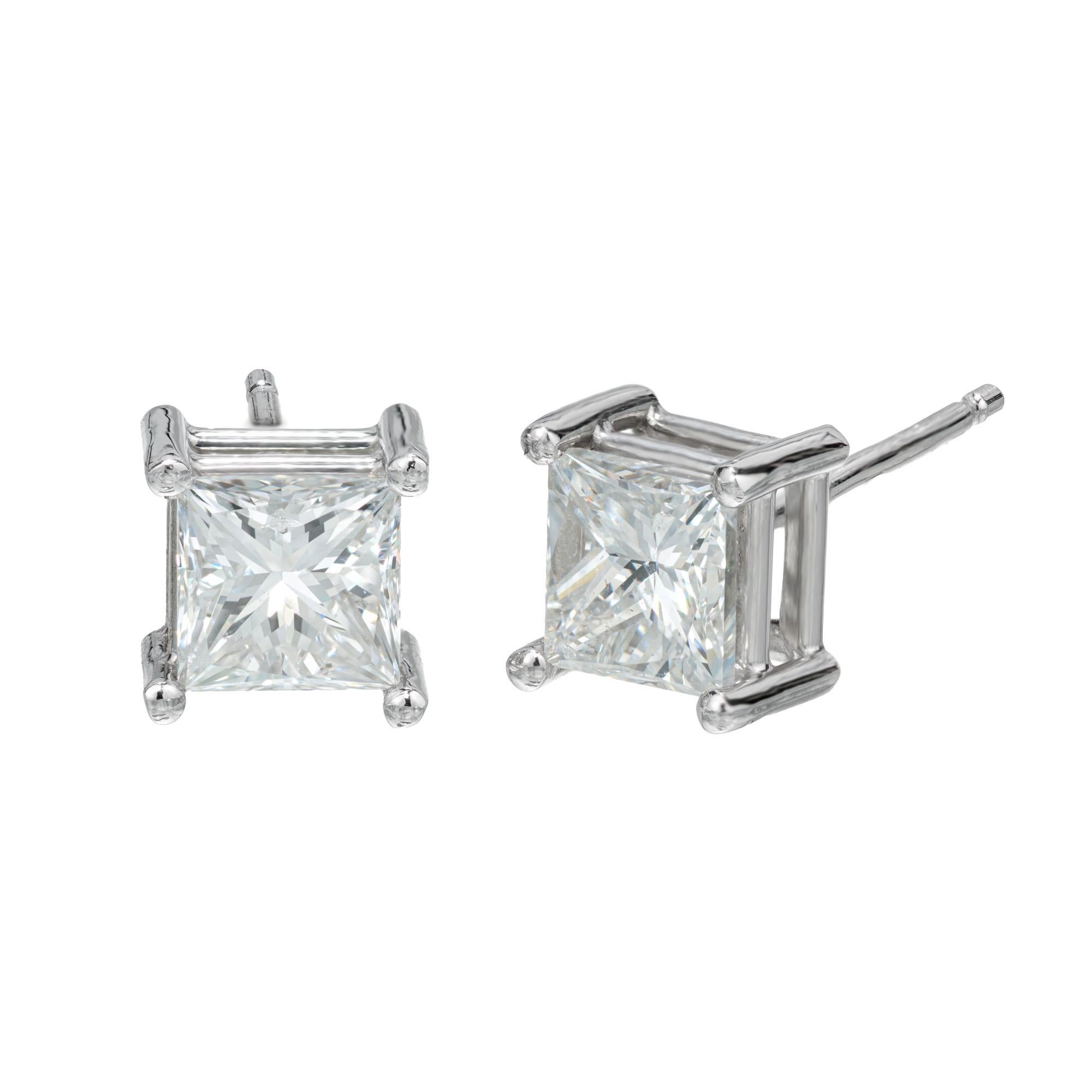 real diamond earrings square
