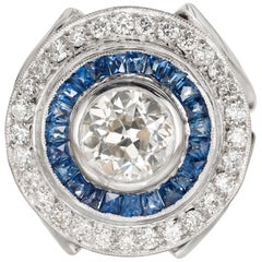 Peter Suchy EGL Certified 1.50 Carat Diamond Sapphire Platinum Cocktail Ring