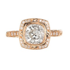 Peter Suchy EGL Certified 1.54 Carat Diamond Rose Gold Halo Engagement Ring