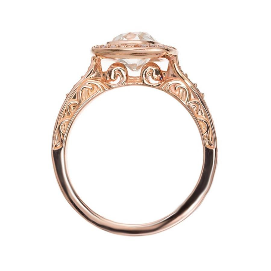 Peter Suchy EGL Certified 1.54 Carat Diamond Rose Gold Halo Engagement Ring For Sale 1