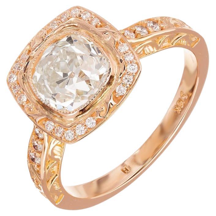 Peter Suchy EGL Certified 1.54 Carat Diamond Rose Gold Halo Engagement Ring