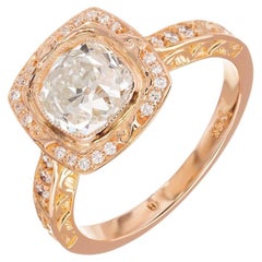Anello di fidanzamento aureolato in oro con diamante da 1,54 carati certificato EGL di Peter Suchy