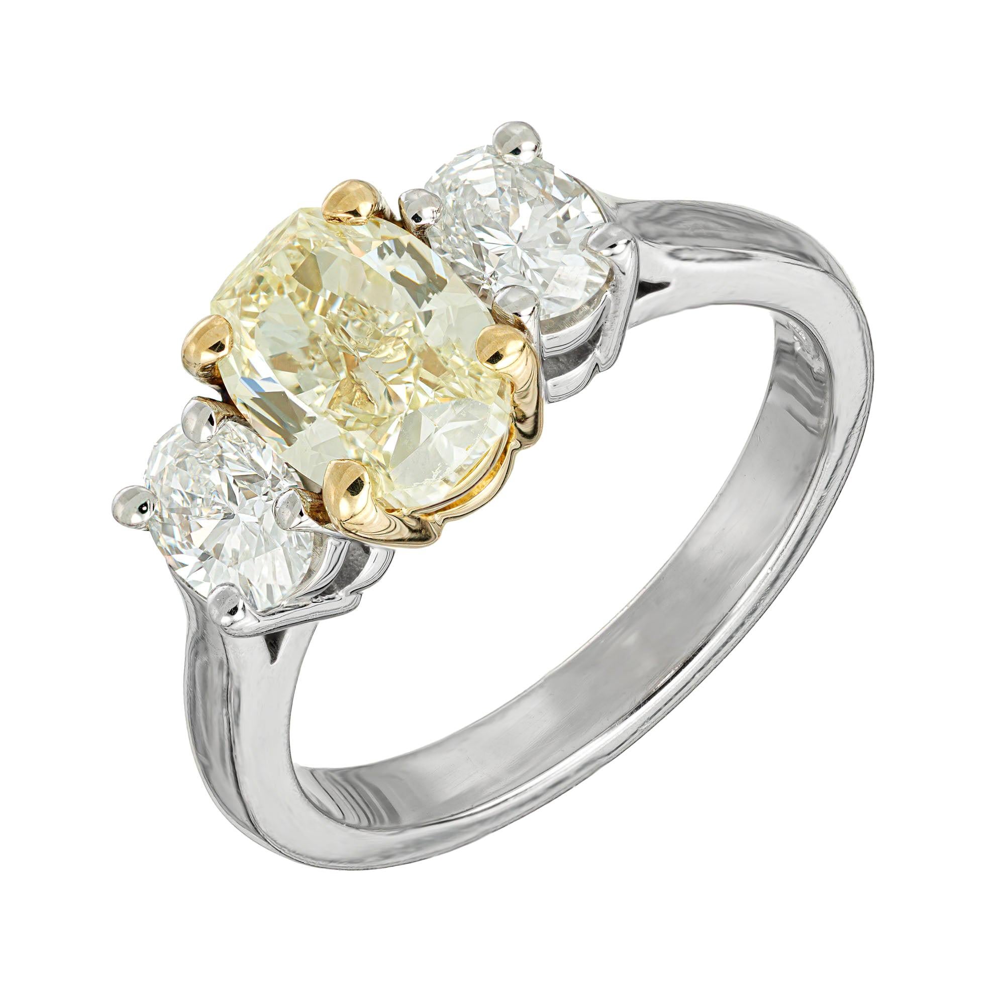 Peter Suchy EGL Certified 1.58 Carat Three-Stone Diamond Gold Engagement Ring