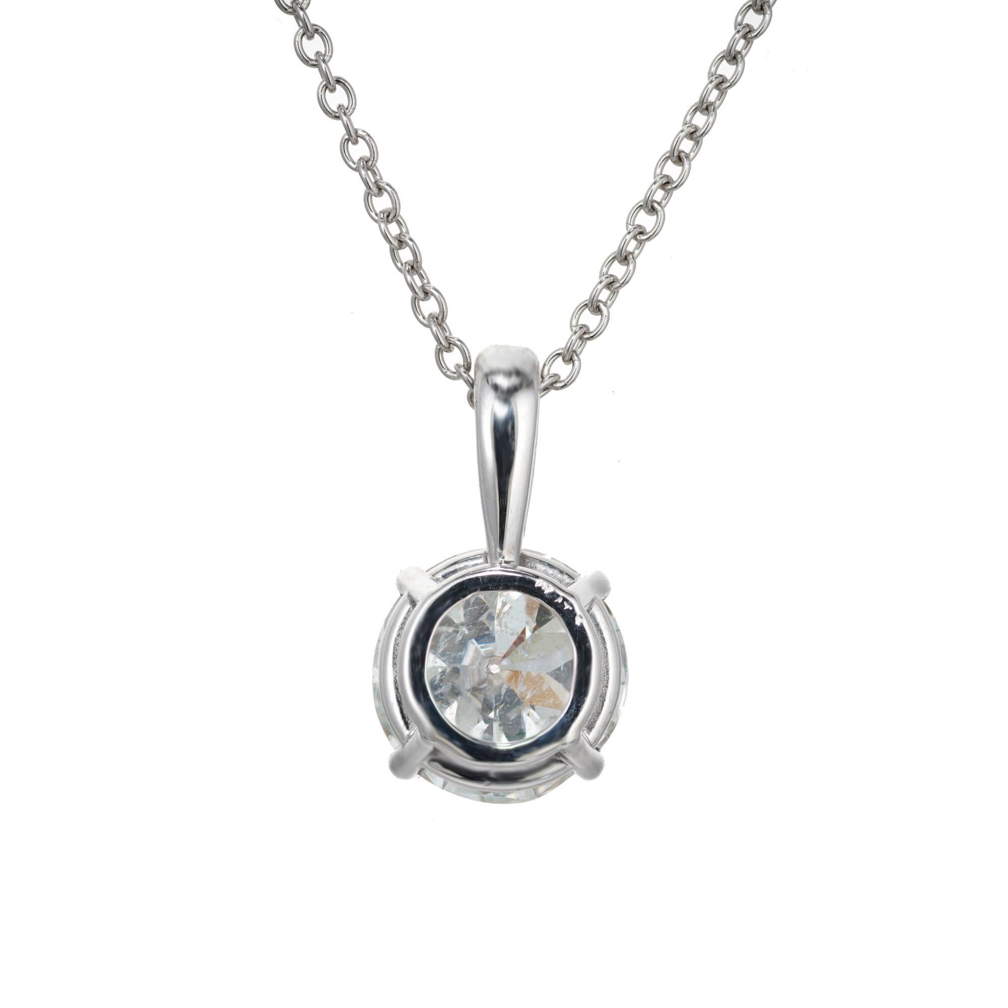 Round Cut Peter Suchy EGL Certified 1.60 Carat Round Diamond Platinum Pendant Necklace For Sale