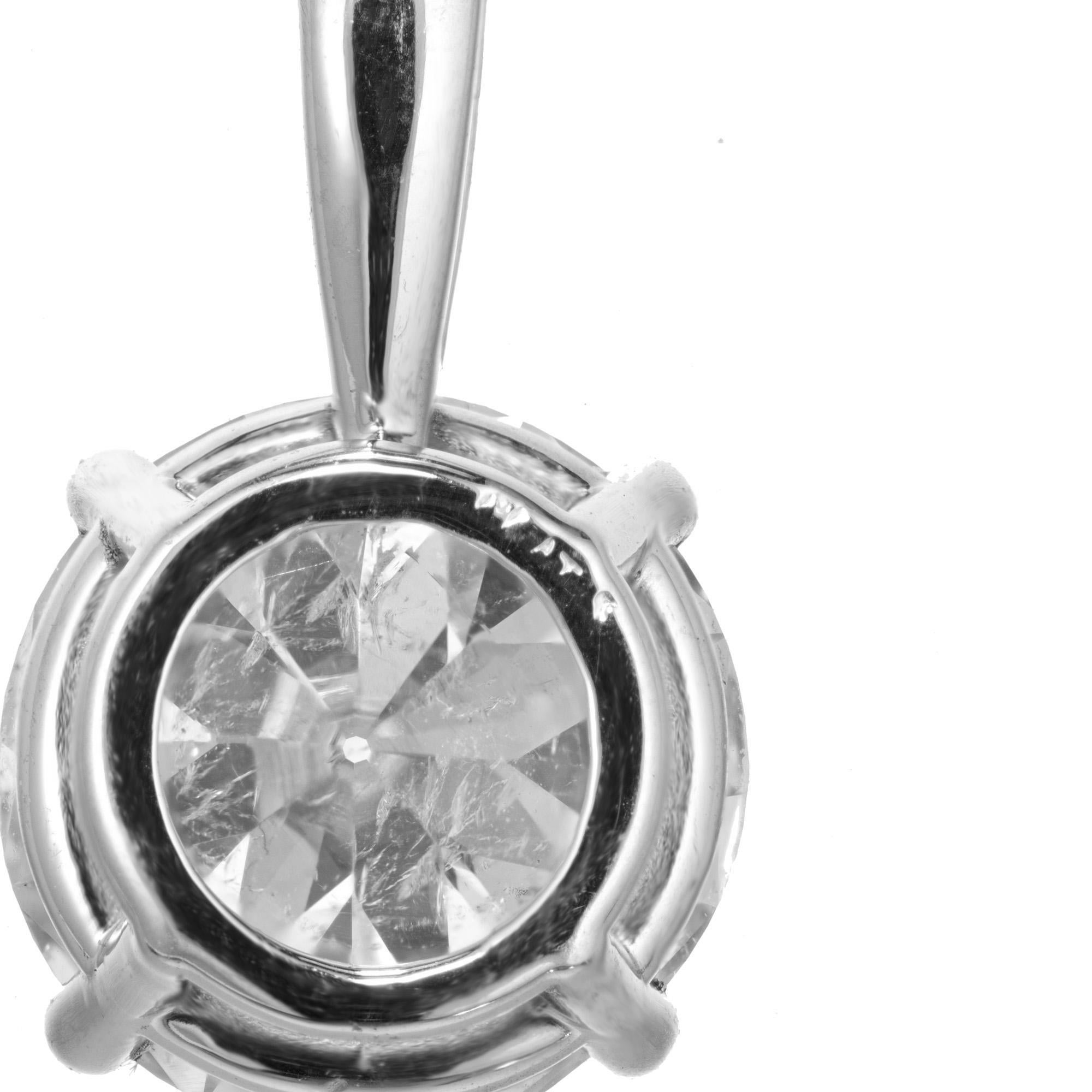 Peter Suchy EGL Certified 1.60 Carat Round Diamond Platinum Pendant Necklace For Sale 1