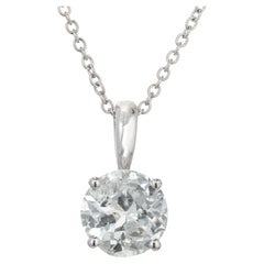 Peter Suchy EGL Certified 1.60 Carat Round Diamond Platinum Pendant Necklace