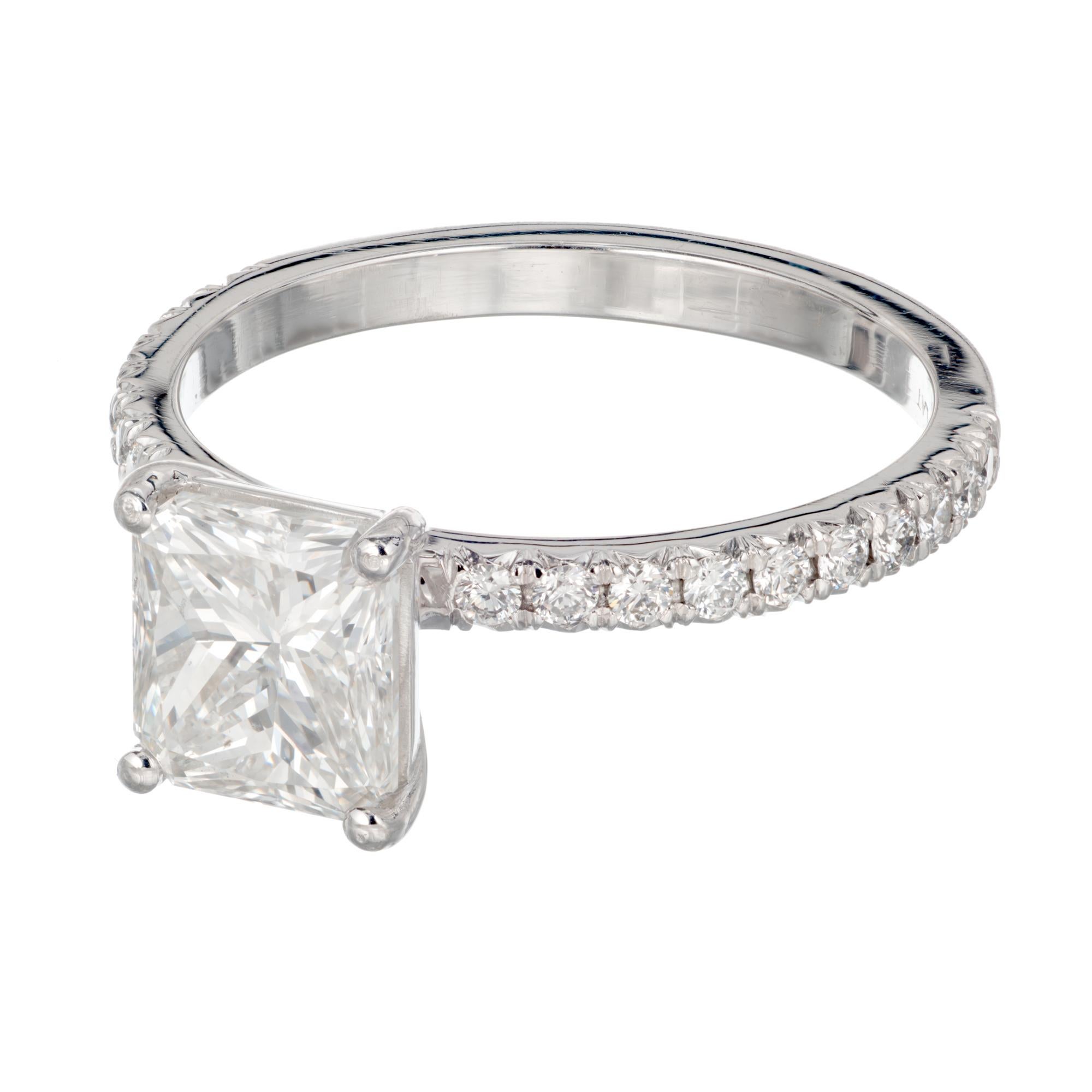 Taille carrée Bague de fiançailles Peter Suchy en platine avec diamant certifié EGL de 1,61 carat en vente