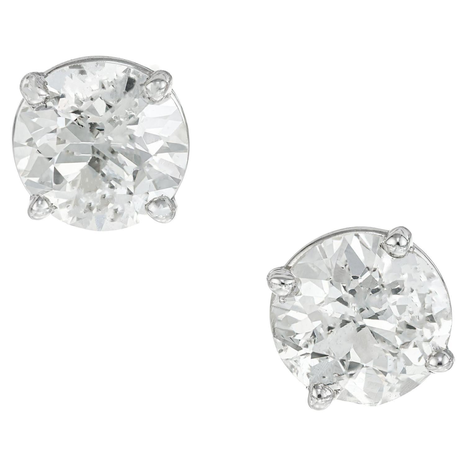 Peter Suchy EGL Certified 1.87 Carat Diamond Platinum Stud Earrings For Sale