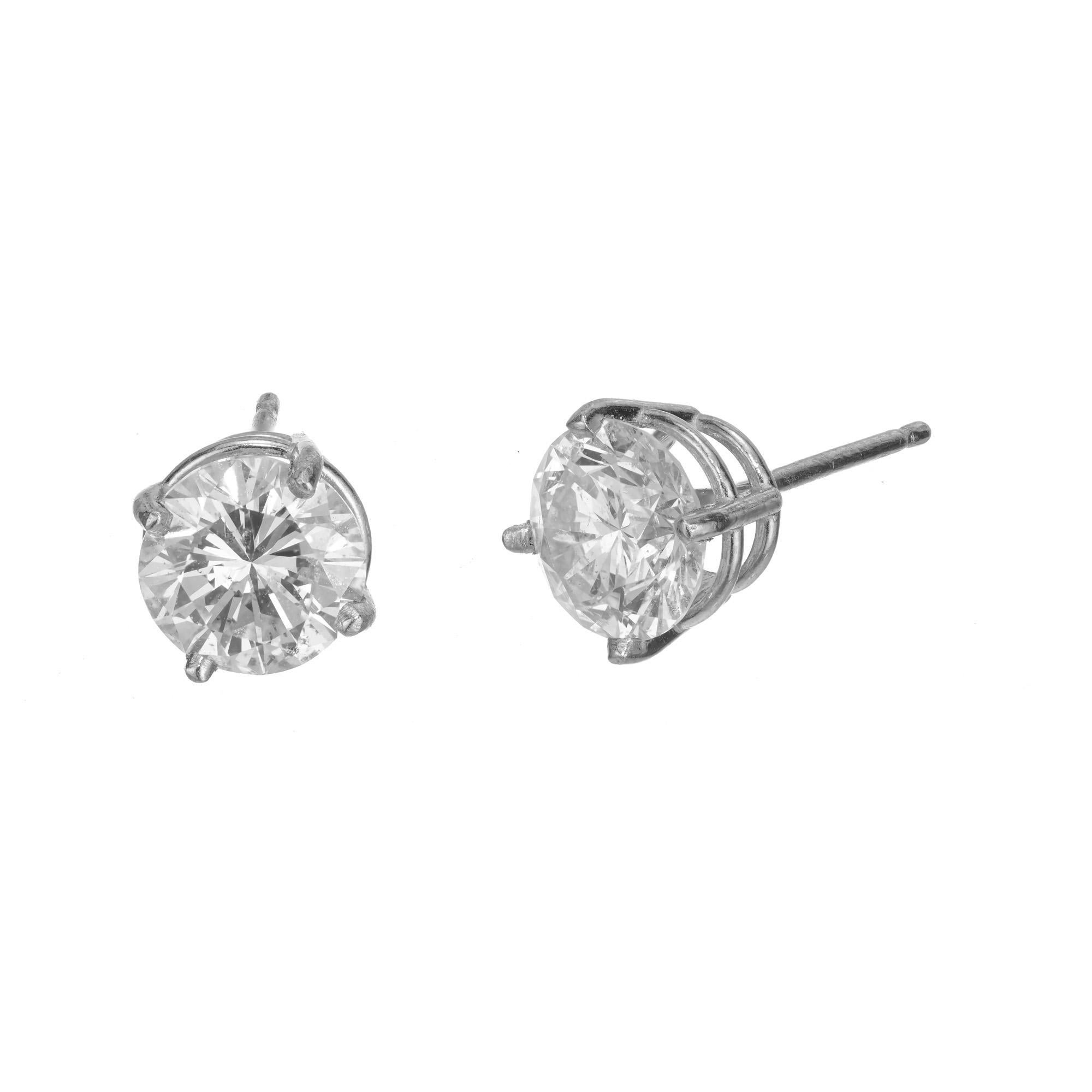 Round Cut Peter Suchy EGL Certified 2.29 Carats Diamond Platinum Stud Earrings For Sale