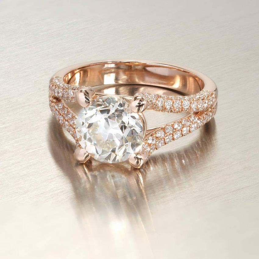 Round Cut Peter Suchy EGL Certified 2.32 Carat Diamond Rose Gold Engagement Ring
