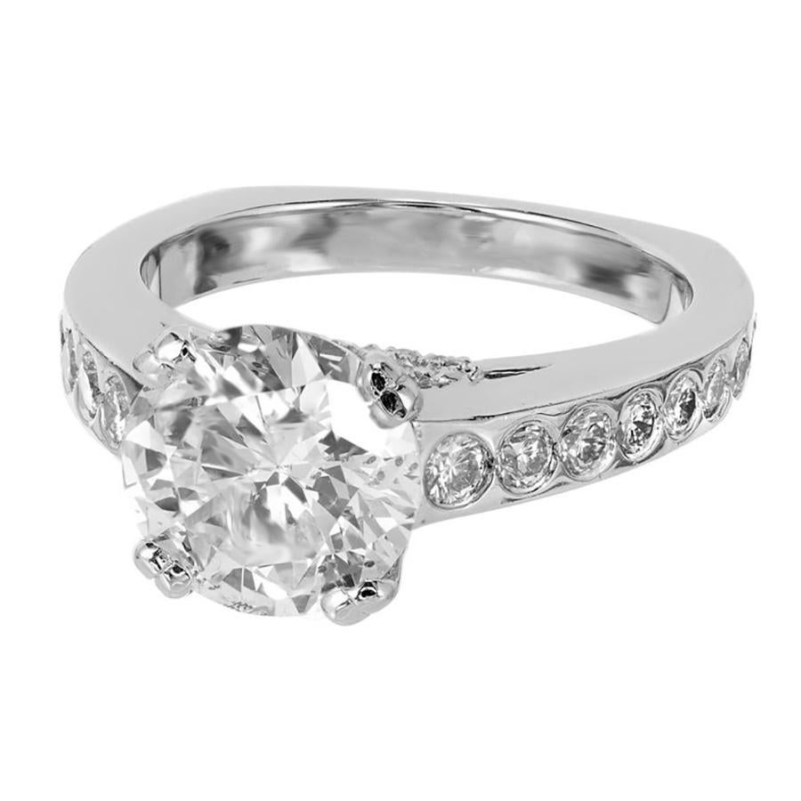 Round Cut Peter Suchy EGL Certified 2.44 Cart Diamond Solitaire Platinum Engagement Ring For Sale