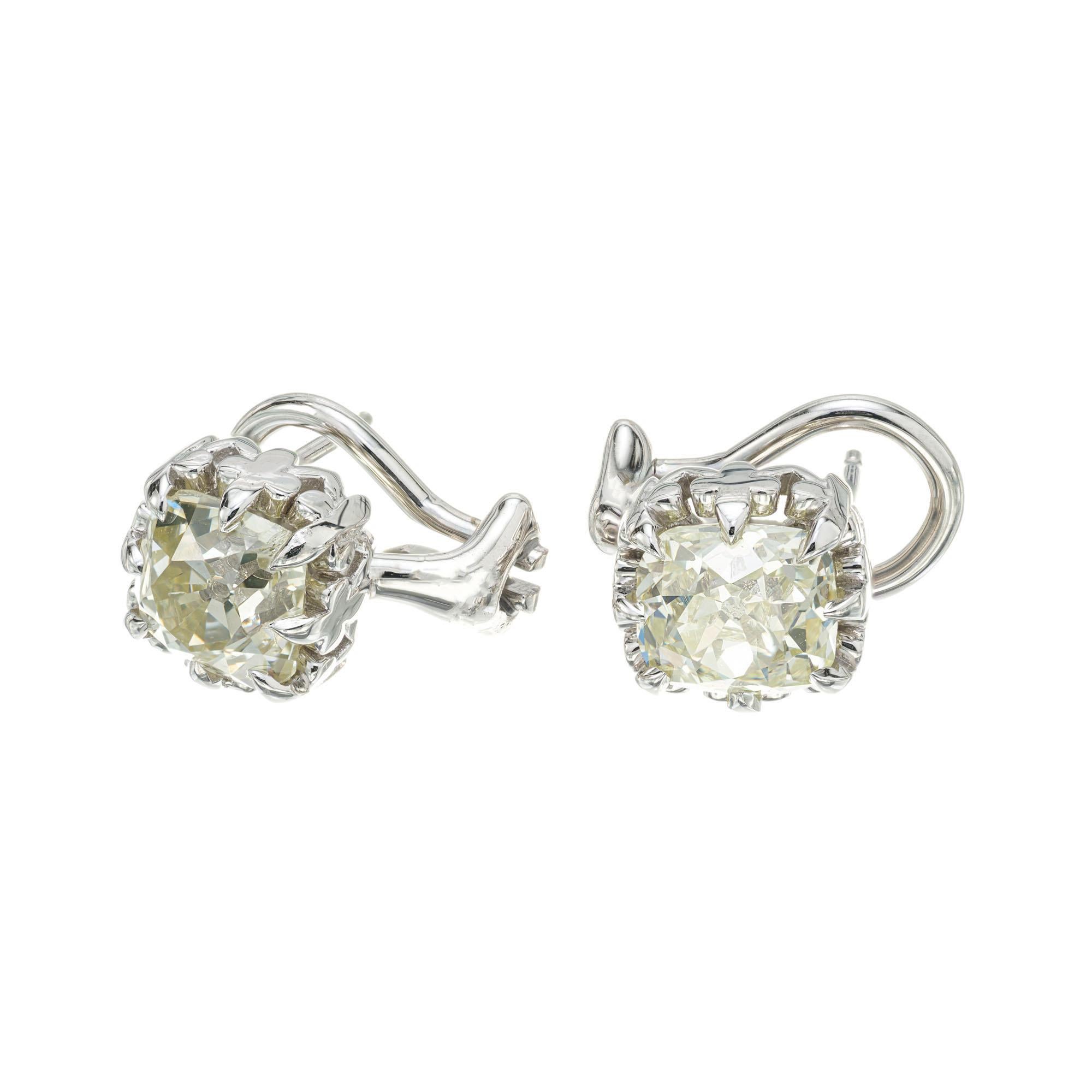 Women's Peter Suchy EGL Certified 3.10 Carat Diamond Platinum Stud Earrings For Sale