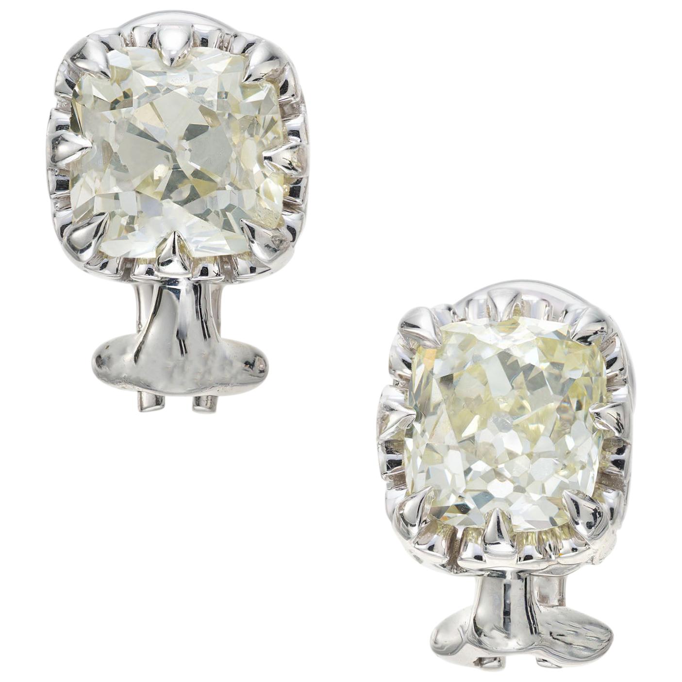 Peter Suchy EGL Certified 3.10 Carat Diamond Platinum Stud Earrings
