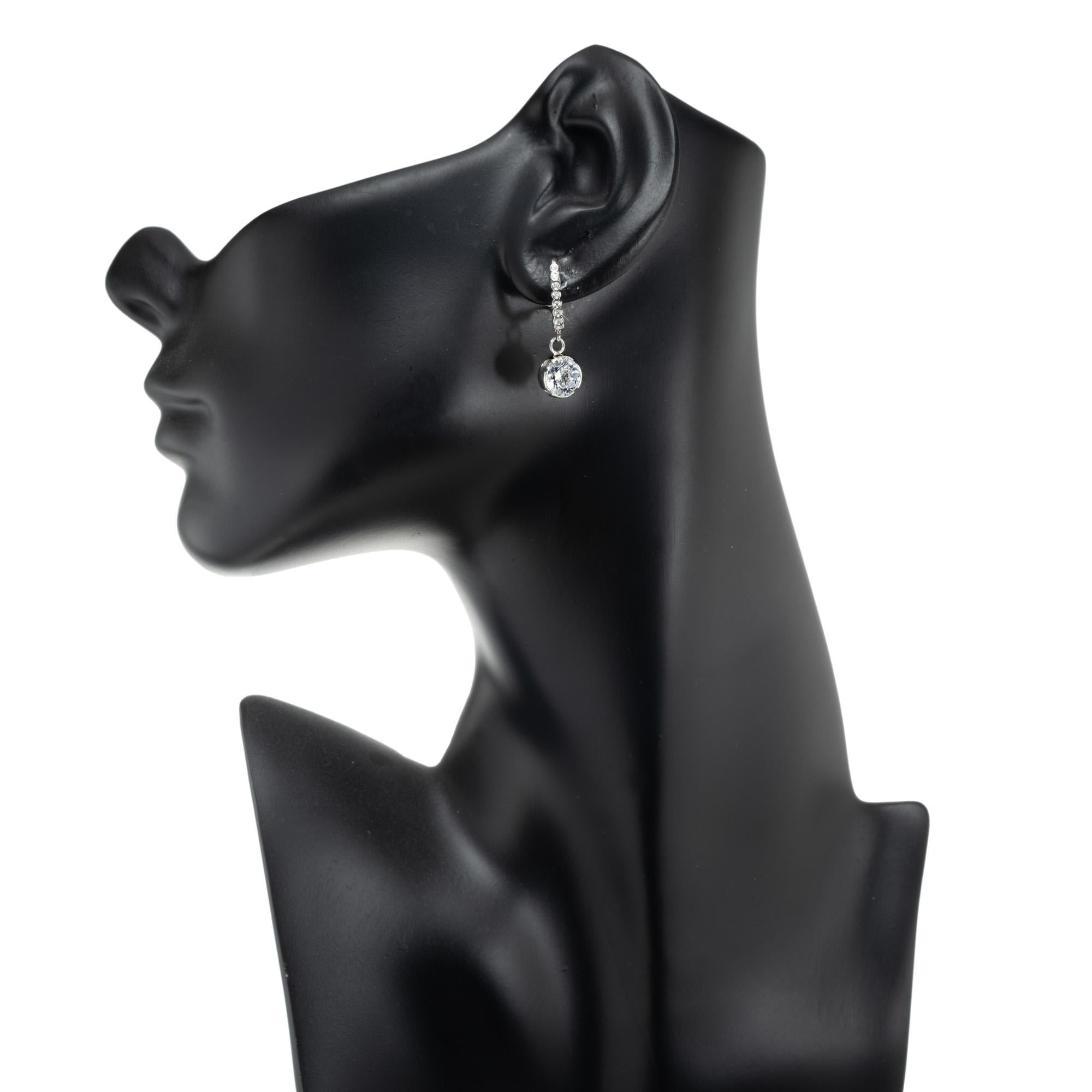 Peter Suchy EGL Certified 3.10 Carat Diamond White Gold Dangle Earrings For Sale 1