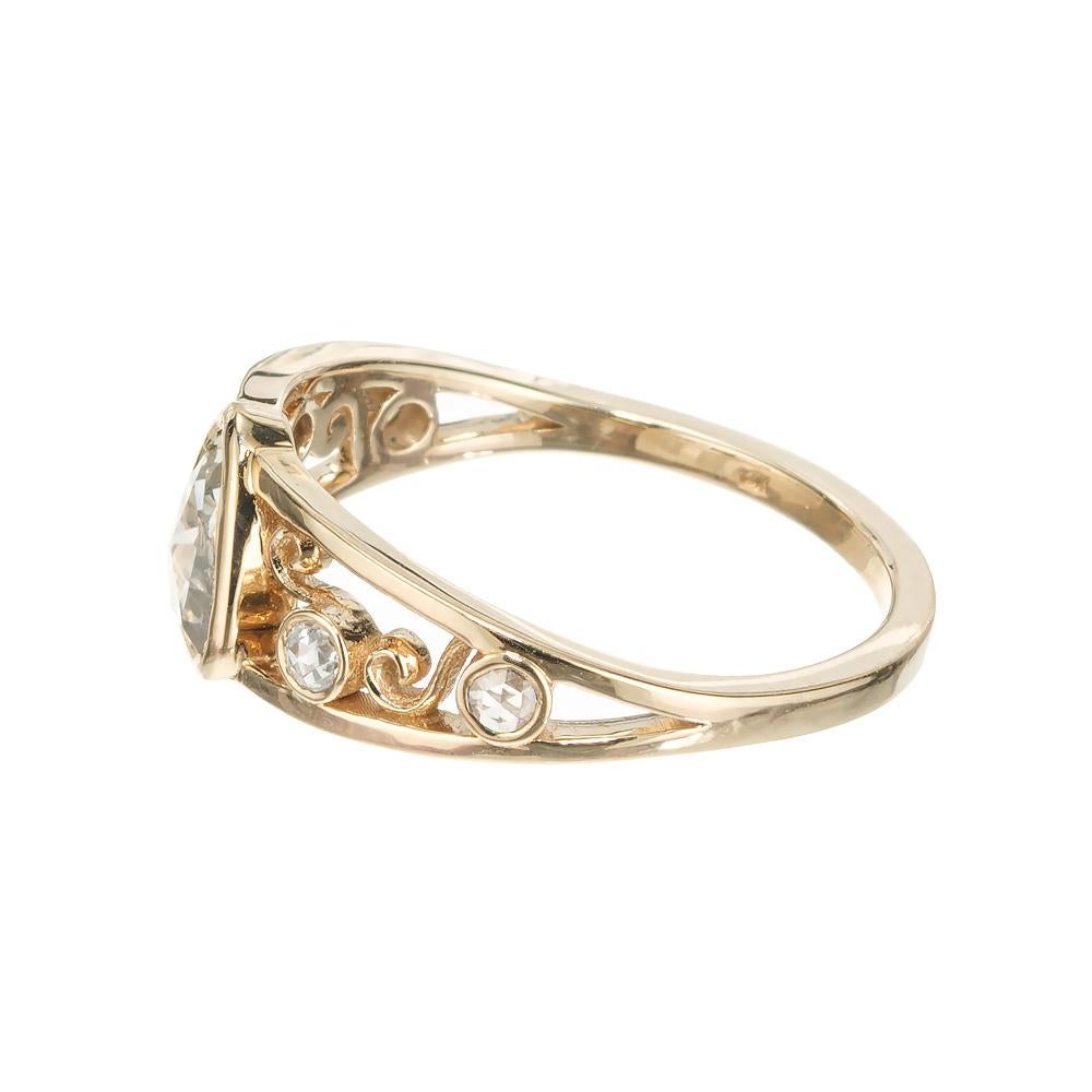 Peter Suchy Bague de fiançailles en or jaune certifiée EGL, diamant poire de 0,37 carat  Pour femmes en vente