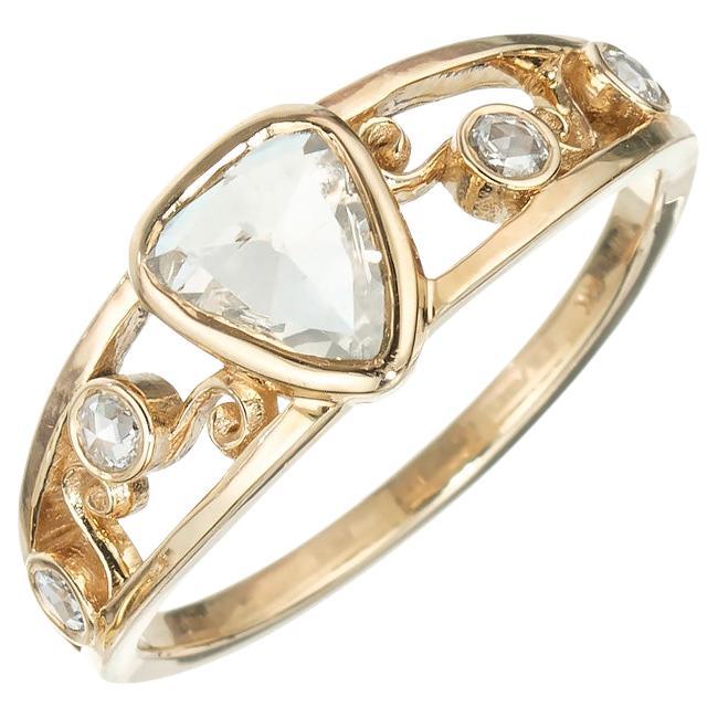 Peter Suchy Bague de fiançailles en or jaune certifiée EGL, diamant poire de 0,37 carat  en vente