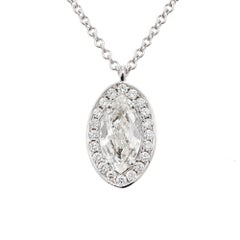 Peter Suchy EGL Certified .66 Carat Marquise Diamond Halo Pendant Necklace