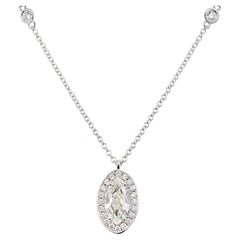 Peter Suchy EGL Certified .66 Carat Marquise Diamond Halo Pendant Necklace 