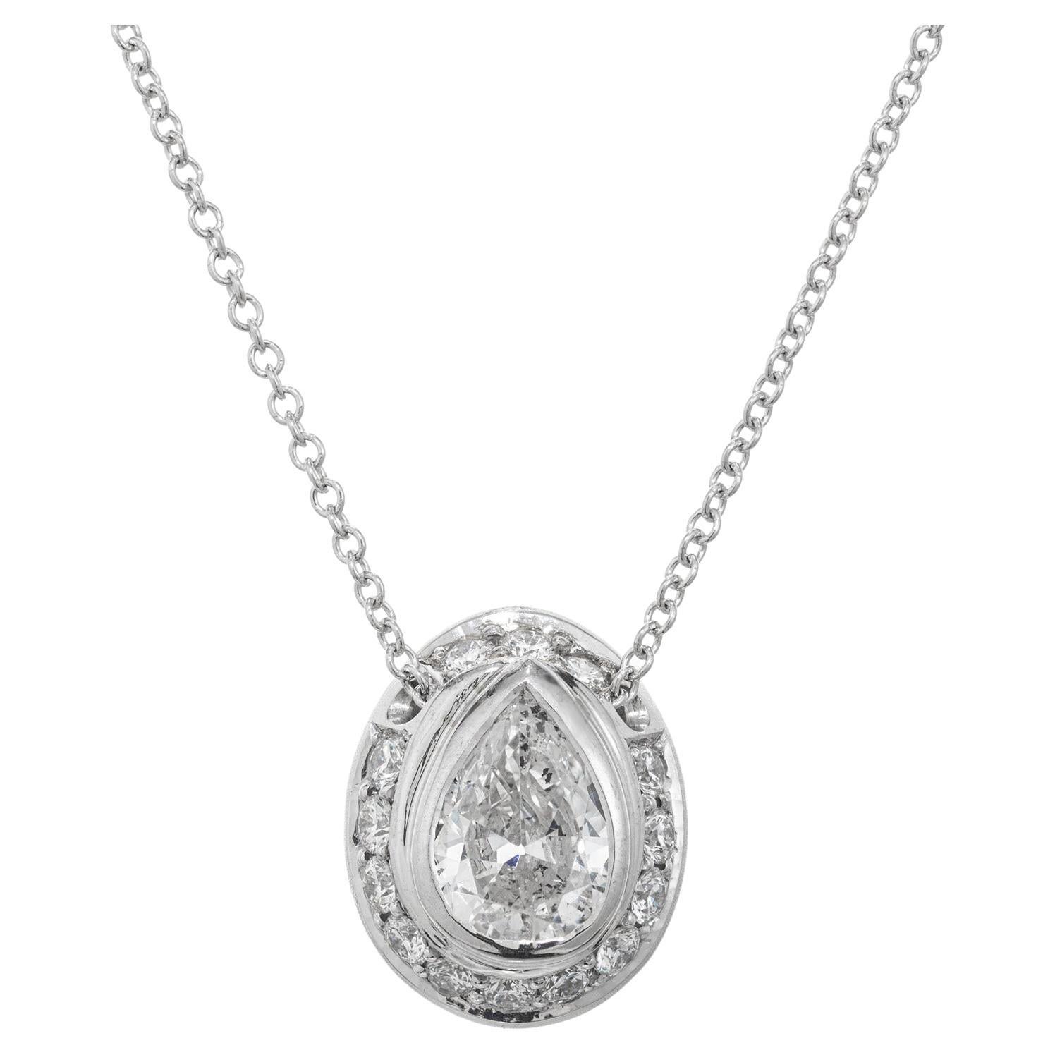 Peter Suchy EGL Certified .69 Carat Diamond White Gold Slide Pendant Necklace For Sale